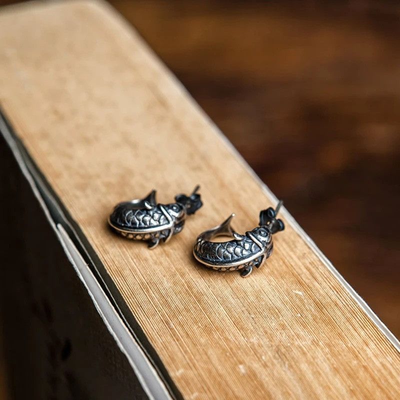 Jewelry Koi Fish Stud Earrings 925 Sterling Silver Ear Gift Size ONE SIZE - 1 Thumbnail