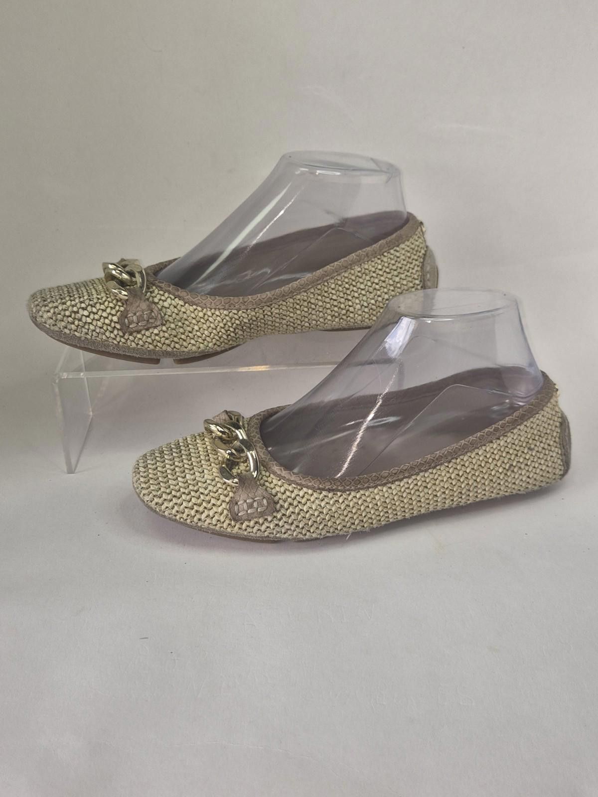Donald Pliner DONALD J PLINIER Woven Raffia Ballet Flats Beige Boho Sz. 7M Size US 7 / IT 37 - 1 Thumbnail