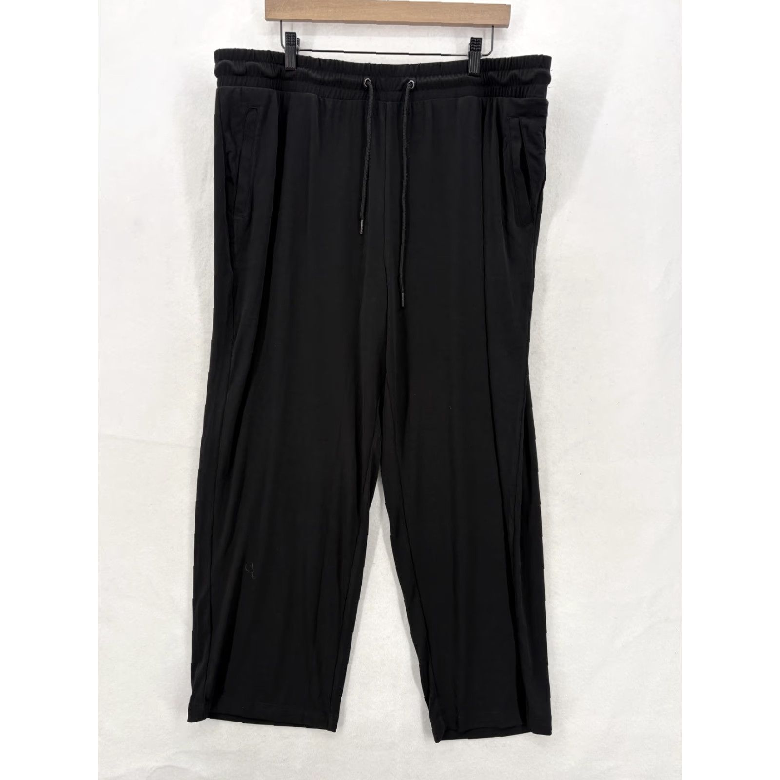 Vintage Lane Bryant Matte Jersey Straight Pants Womens 22/24 Short Black Stretch Career Size XXL / US 16-18 / IT 52-54 - 2 Thumbnail