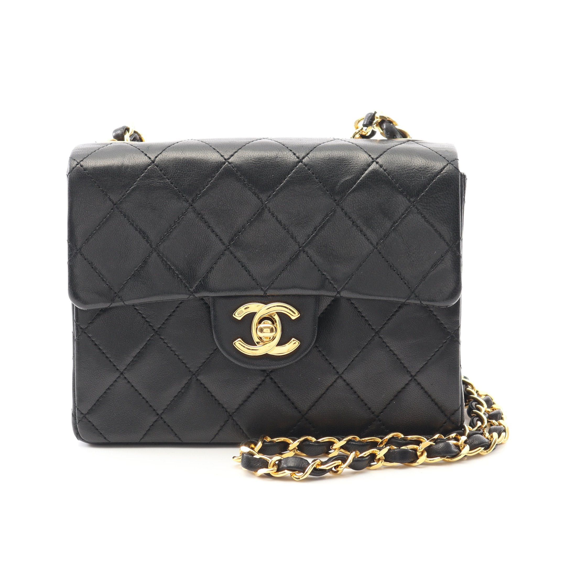 Chanel Chanel Mini Matelasse Chain Shoulder Bag Lambskin Black Gold Hardware Size ONE SIZE - 1 Thumbnail