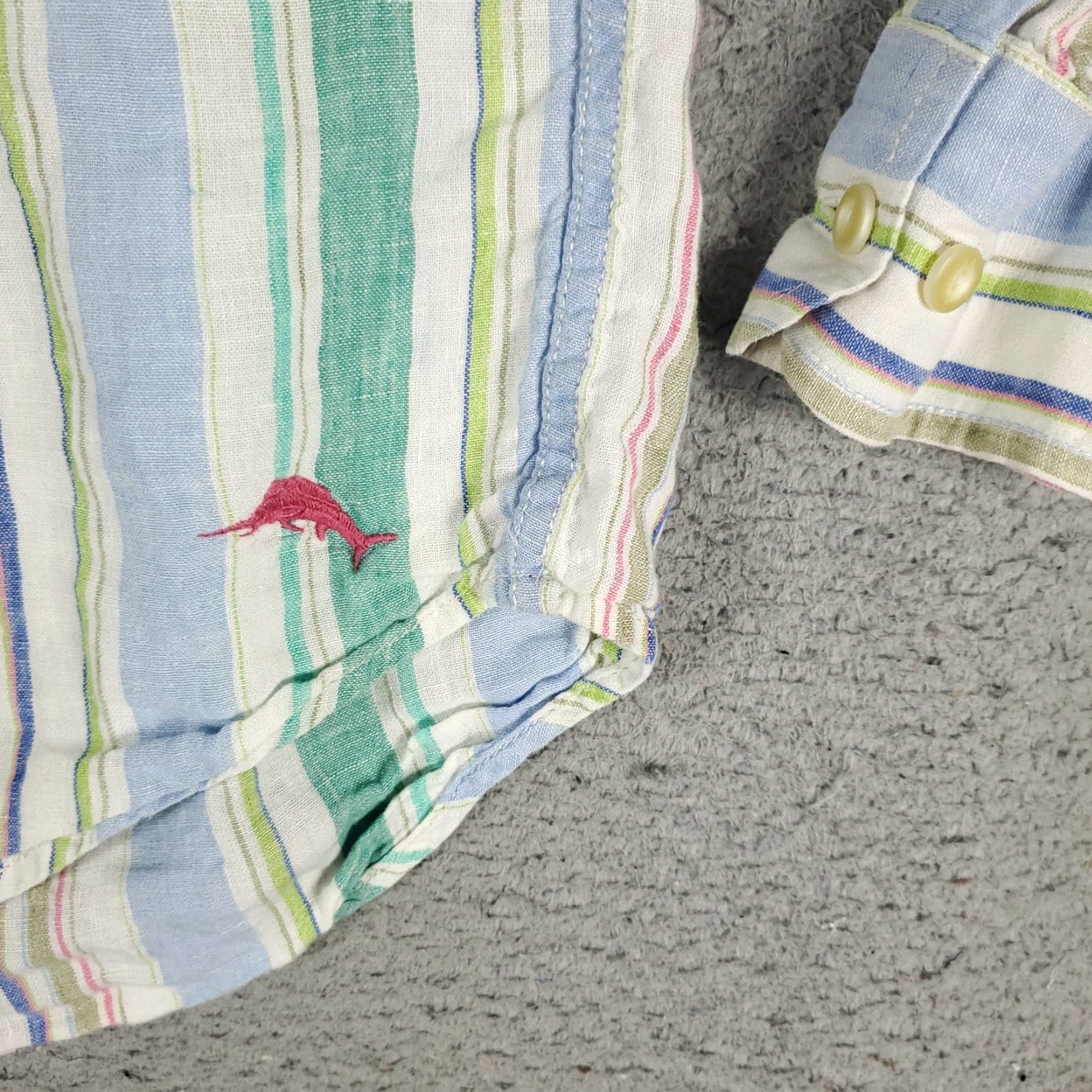 Tommy Bahama Tommy Bahama Shirt Mens Large Blue Striped Linen Button Up Long Sleeve Size US L / EU 52-54 / 3 - 3 Thumbnail