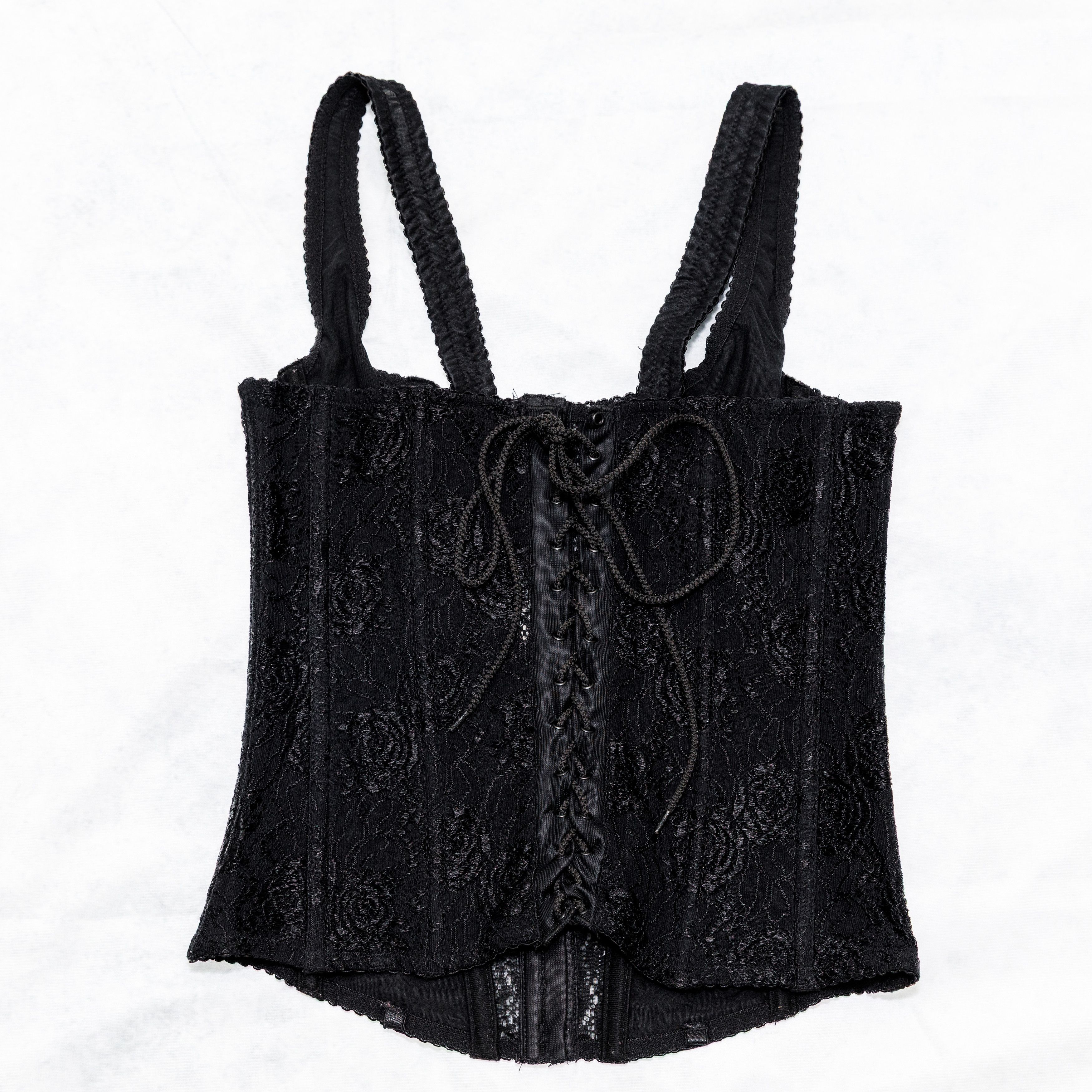Other Vintage 80s Frederick's Of Hollywood Black Lace Corset Small Size S / US 4 / IT 40 - 1 Thumbnail