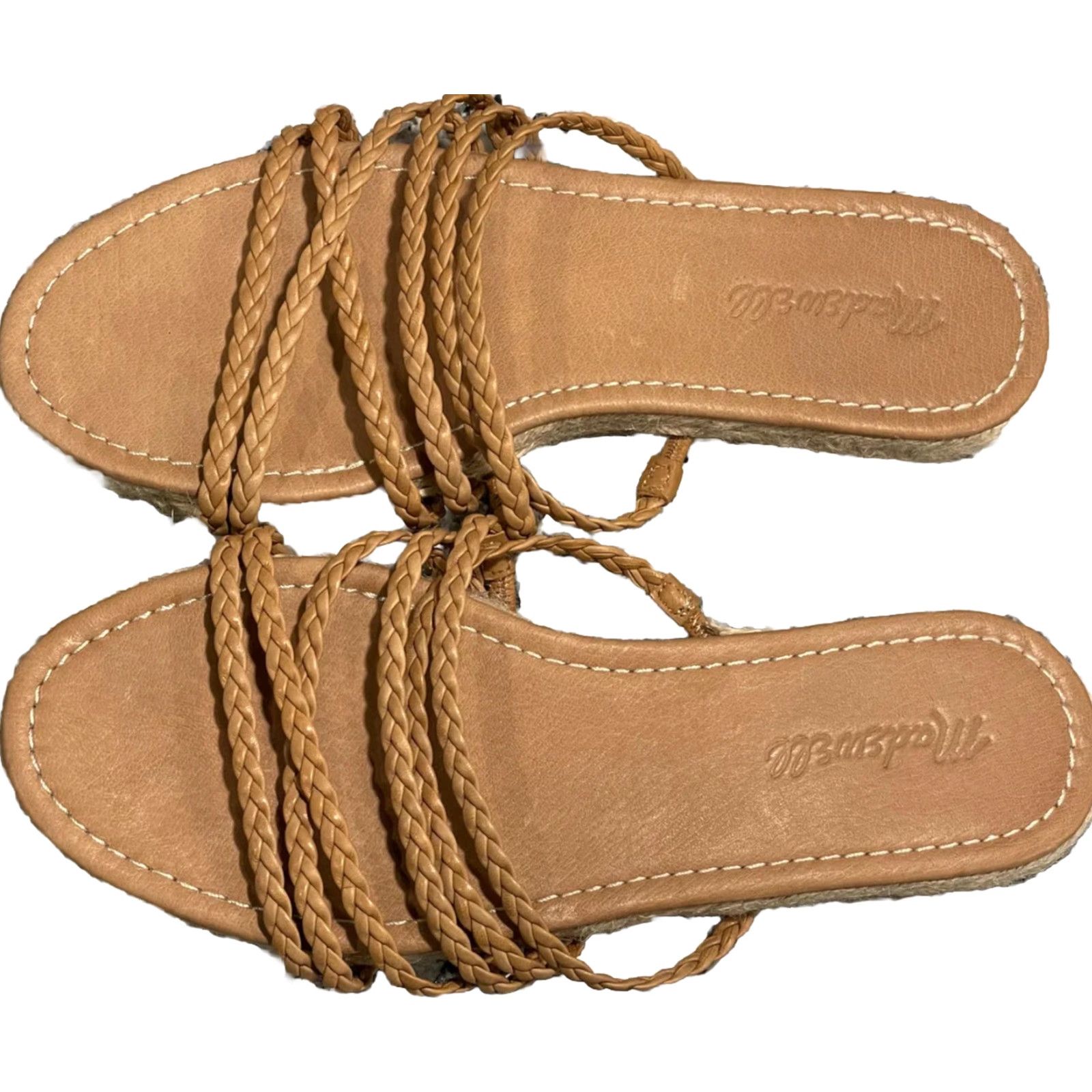 Madewell Madewell The Kathryn Espadrille Slide Sandal Leather SZ 9 Womens Brown Slide Flat Sandal 9 (Espadrille) Size US 9 / IT 39 - 2 Thumbnail