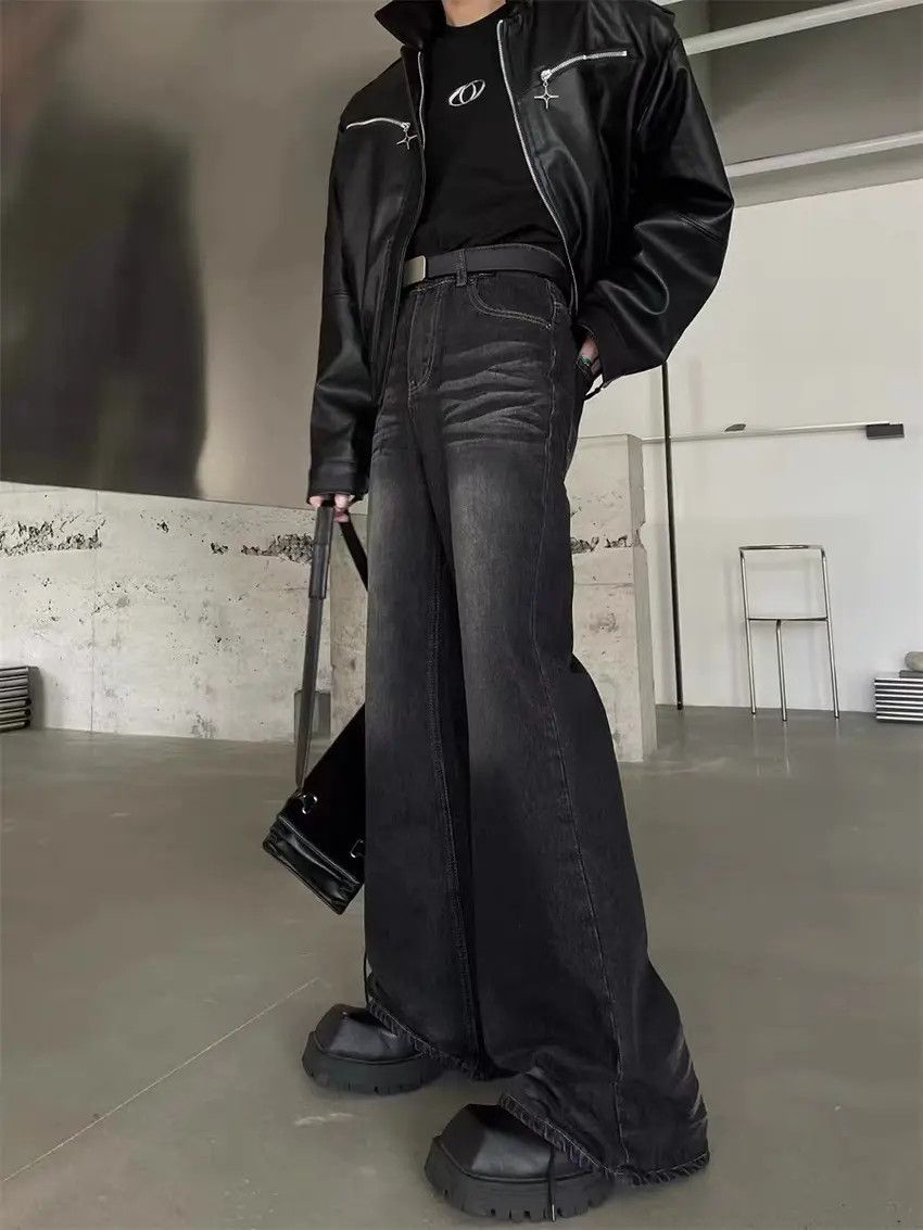 Designer × Japanese Brand Faded washed black baggy jeans Size US 33 - 3 Thumbnail
