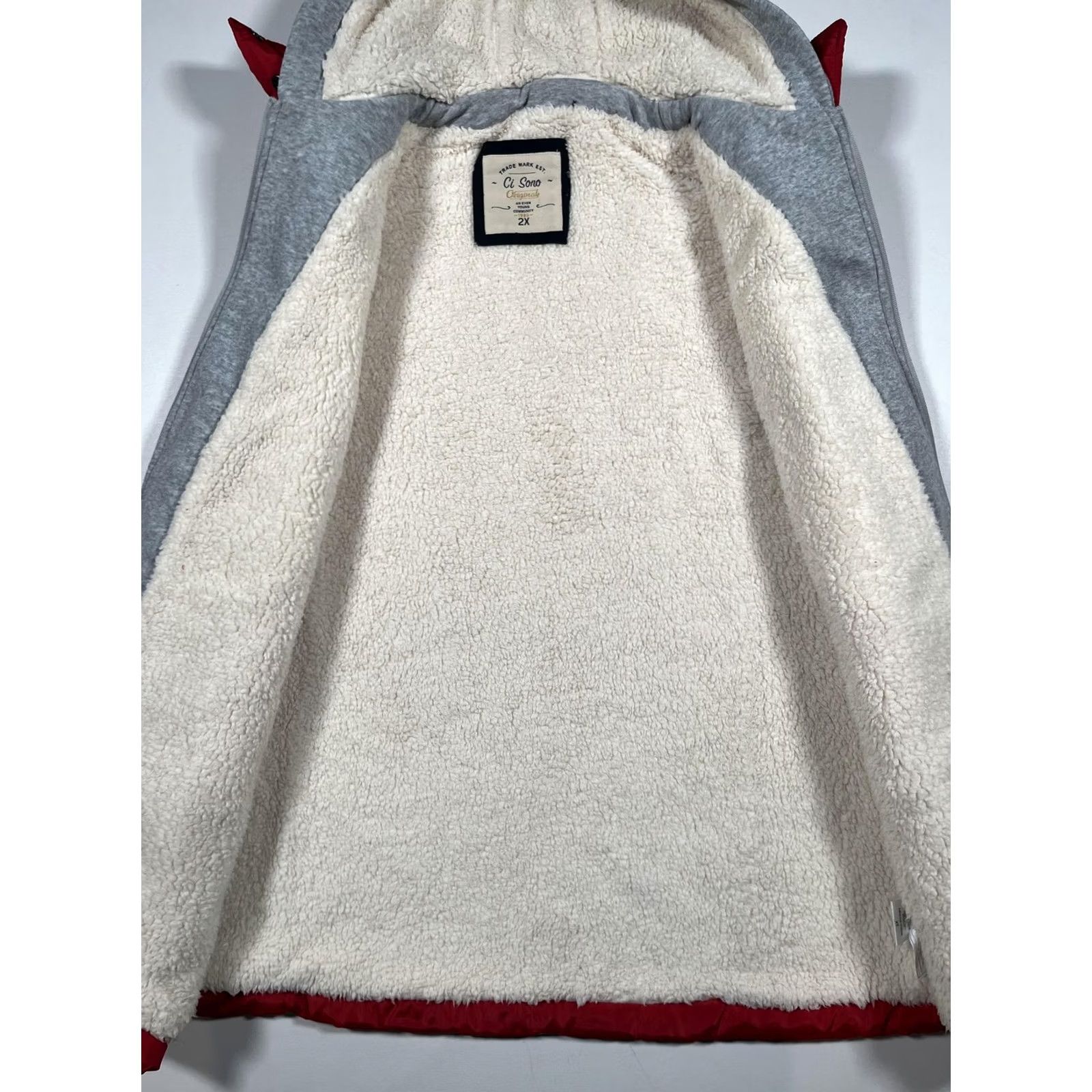 Vintage Ci Sono Vest Womens 2X Red Hooded Sherpa Lined Zip Puffer Long Quilted Vest Size XXL / US 16-18 / IT 52-54 - 5 Thumbnail