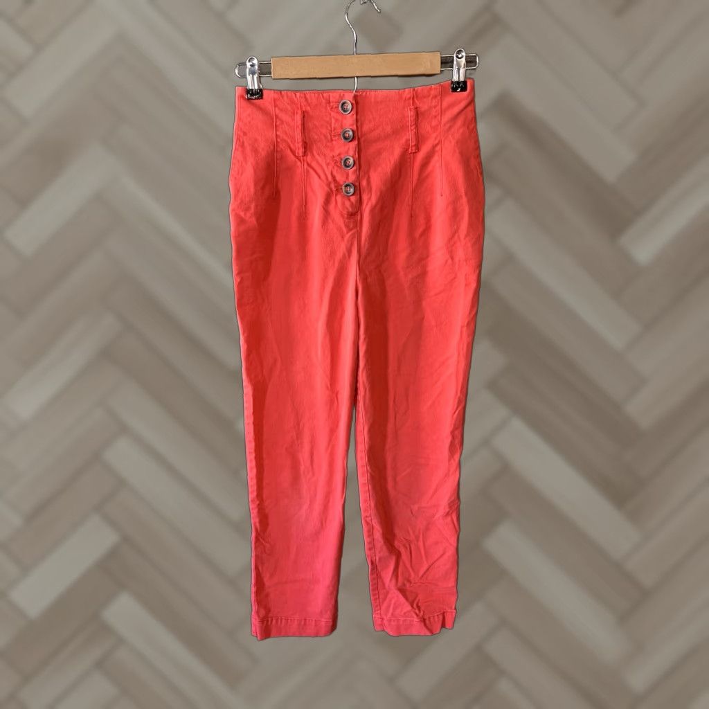 Boden Boden Womens Red Pleated Cropped Pants 6R Size 28" / US 6 / IT 42 - 1 Thumbnail