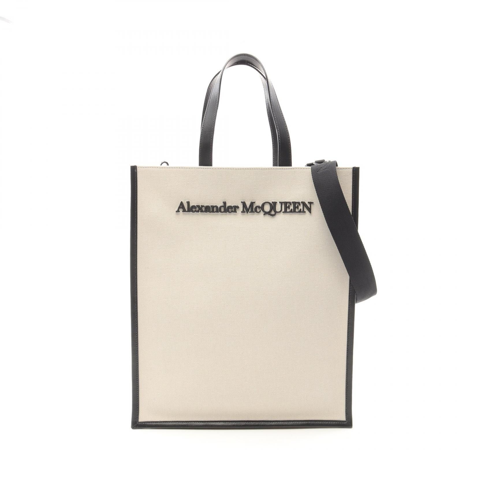 Alexander McQueen Alexander McQueen Alexander McQueen N/S Embroidered Canvas Leather Tote Bag Canvas Tote Bag Size ONE SIZE - 1 Thumbnail