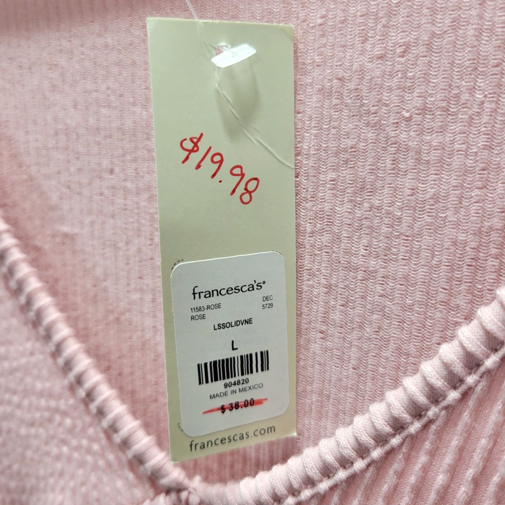 Vintage Mi Ami Blouse Long Sleeve Pink Ribbed Knit Peplum Hem V-Neck Sz L Womens Size L / US 10 / IT 46 - 7 Thumbnail