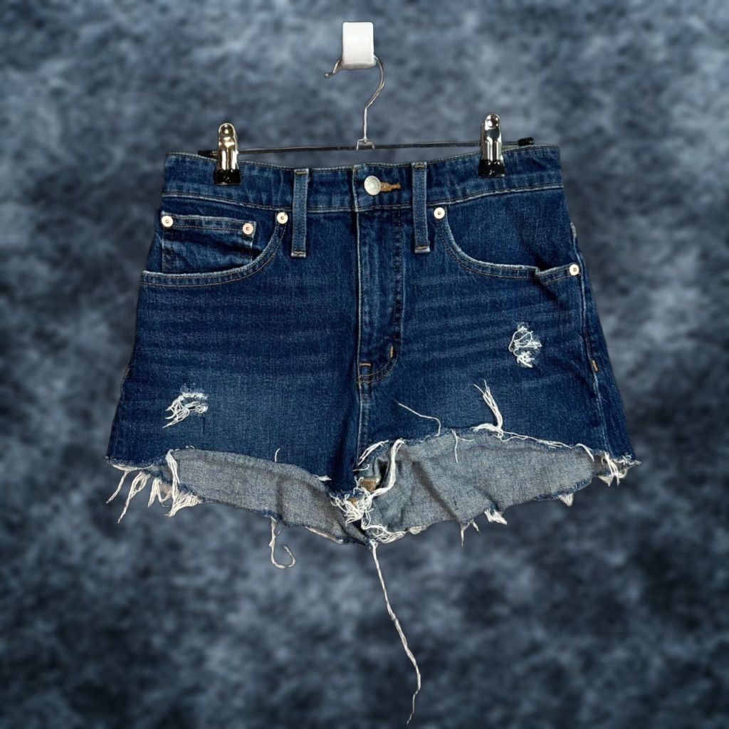 Madewell MADewell Curvy High-Rise Denim Shorts Cut-Off Distressed Frayed Hem Adult Womens Size 27 Blue Size 27" / US 4 / IT 40 - 1 Thumbnail