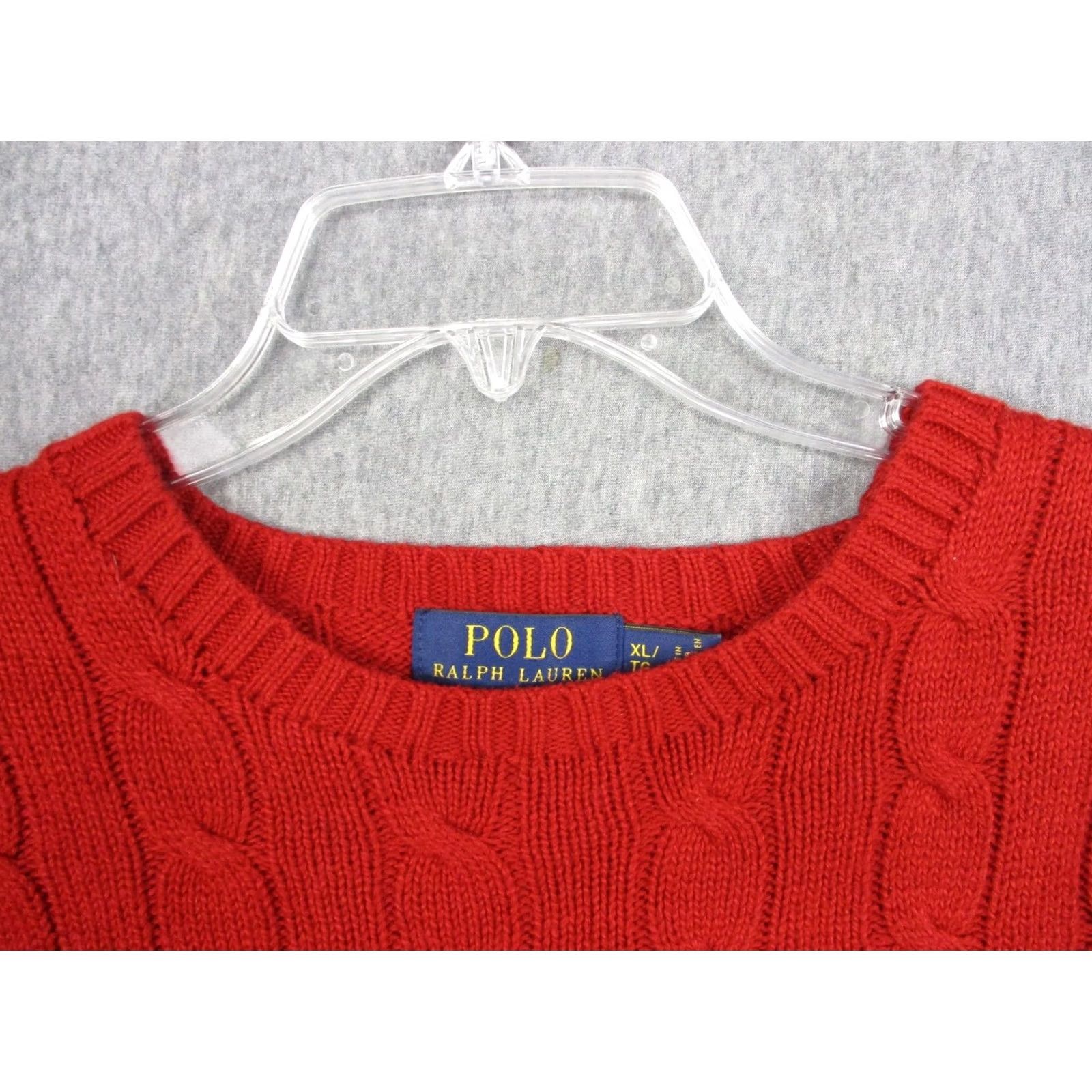 Polo Ralph Lauren Polo Ralph Lauren Sweater Mens XL Red Cable-Knit Crewneck Pullover Pony Logo -- Cotton Knit Size US XL / EU 56 / 4 - 3 Thumbnail