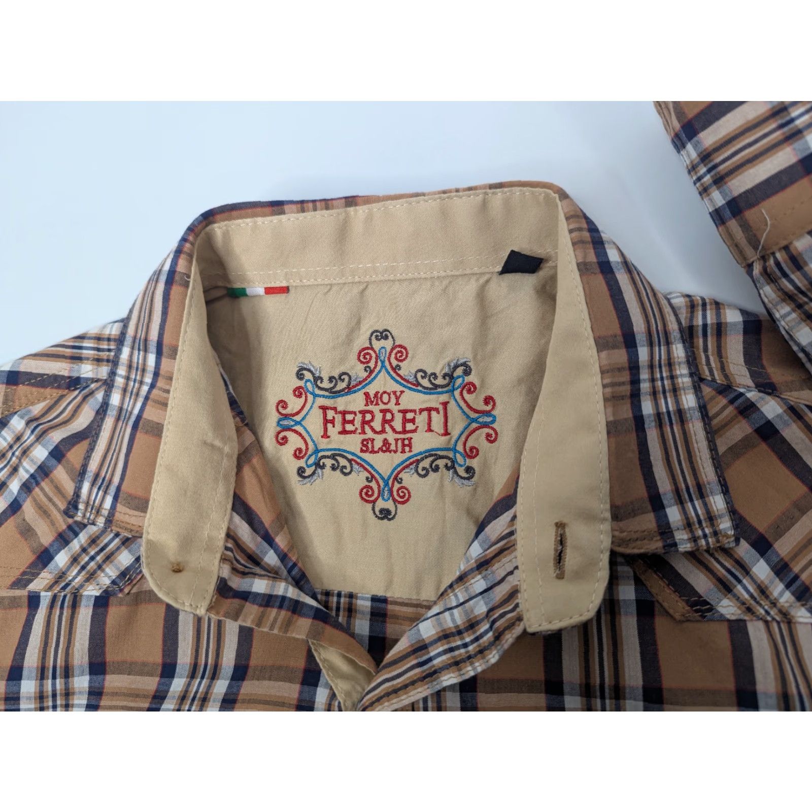 Vintage Moy Ferreti Plaid Shirt Button-Up Cowboys Mens Size S Brown Cotton Long Sleeve Pearl Snap Size US S / EU 44-46 / 1 - 7 Thumbnail