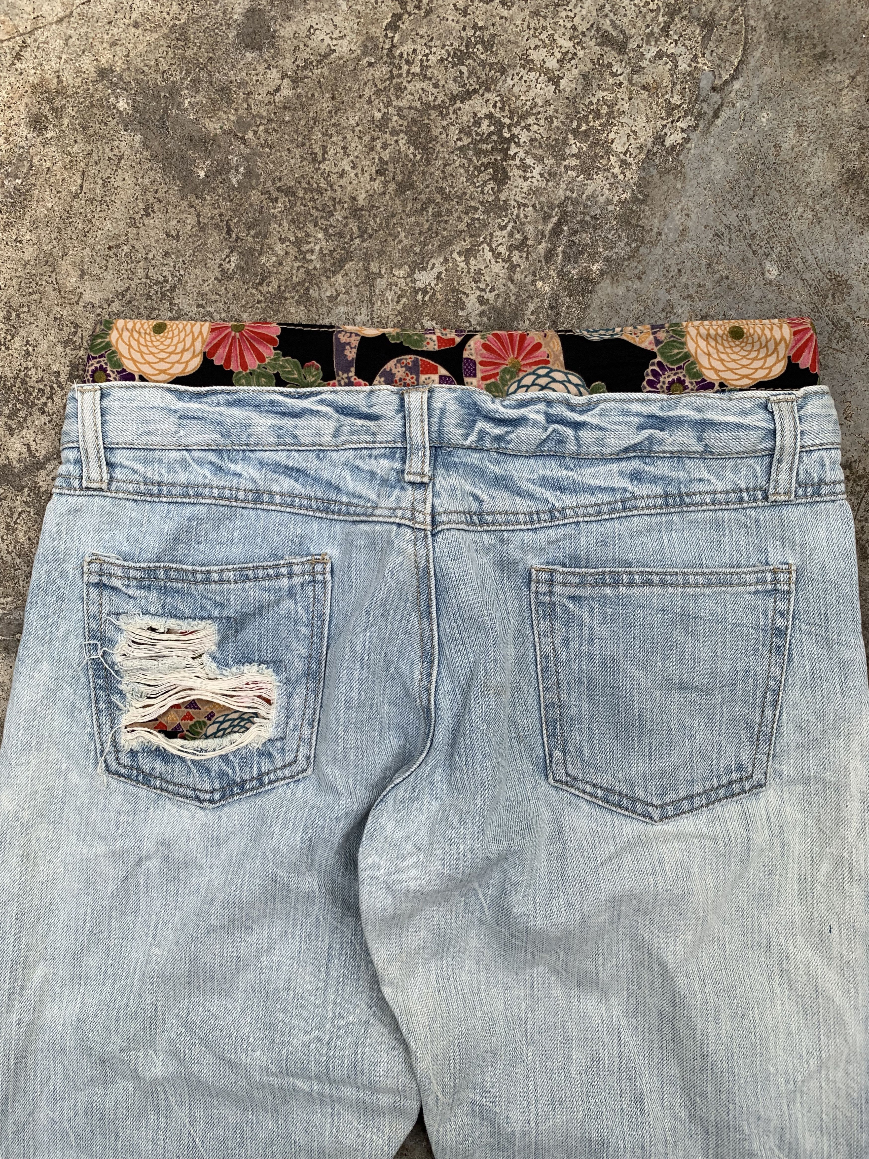 Japanese Brand Vintage Japanese Brand Shashiko DoubleWaist Distressed Jeans Size 29" - 10 Thumbnail