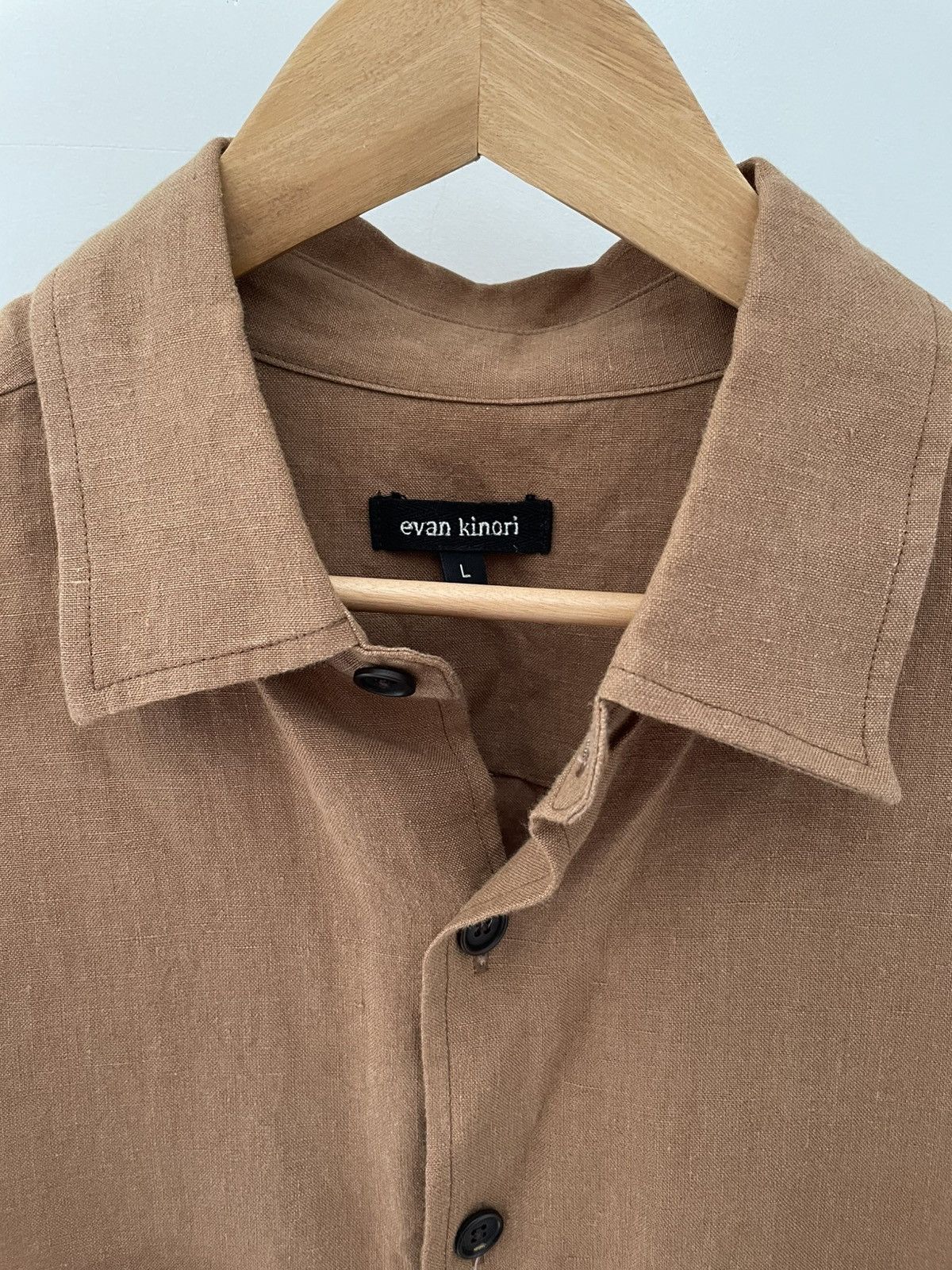 Two Pocket Shirt Evan Kinori In Linen Size L in Beige, Men's — image 3 of 6