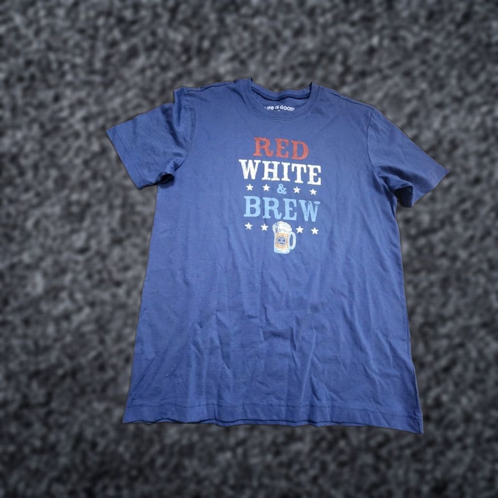 Life is Good Life is Good Mens T-Shirt Beer 4th of July Patriotic Red White and Brew XS S Blue Cotton Crew Neck Short Sleeve Size US S / EU 44-46 / 1 - 1 Thumbnail