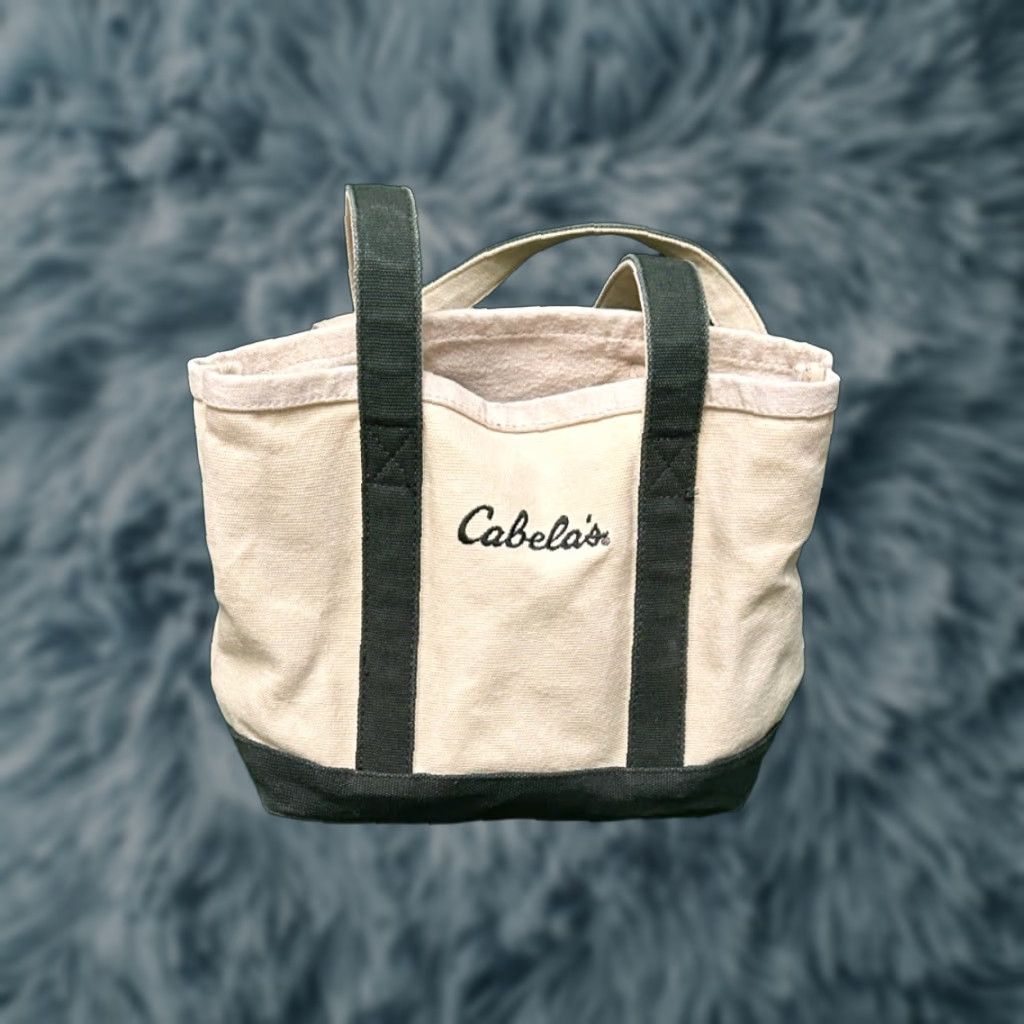 Vintage VINTAGE Cabela’s Tote Bag Small Canvas Green Lined 1980s Unisex Adults Beige Rare Bean Style Tote Size ONE SIZE - 1 Thumbnail