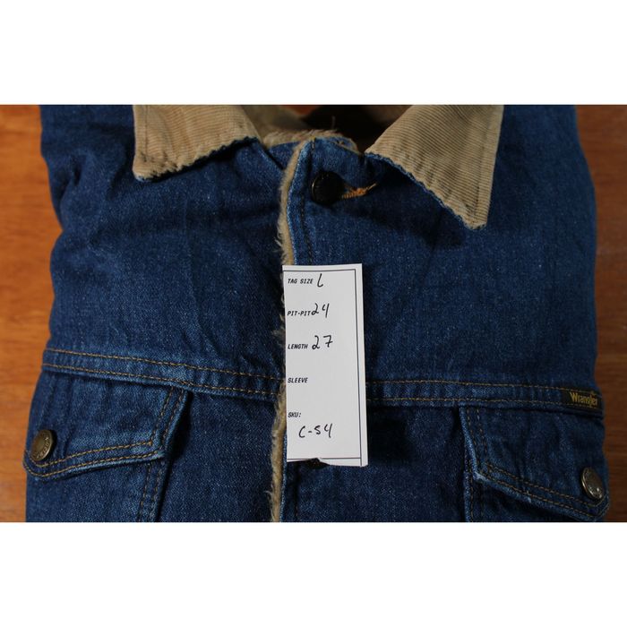 Vintage 1990'S Wrangler padded denim jacket, men's size XL cotton blue type Vintage Second Hand