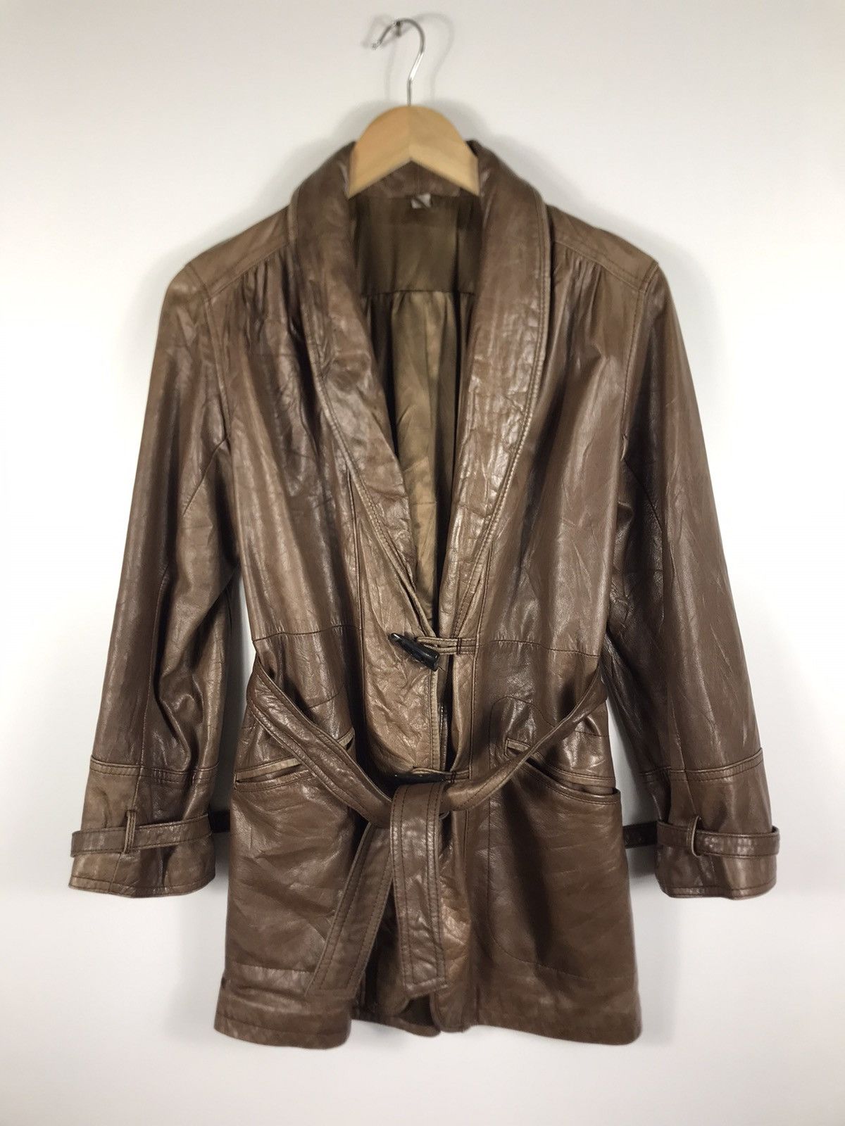 Genuine Leather ⚡️Vintage Duffle Leather Trench Coat Jacket Size M / US 6-8 / IT 42-44 - 1 Thumbnail