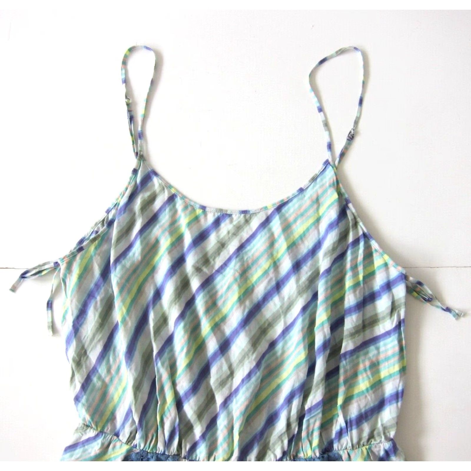 Vintage NWT Victoria's Secret Romper Shirt Lingerie Purple Green Stripe 100% Rayon Women L Size 36" / US 14 / IT 50 - 6 Thumbnail