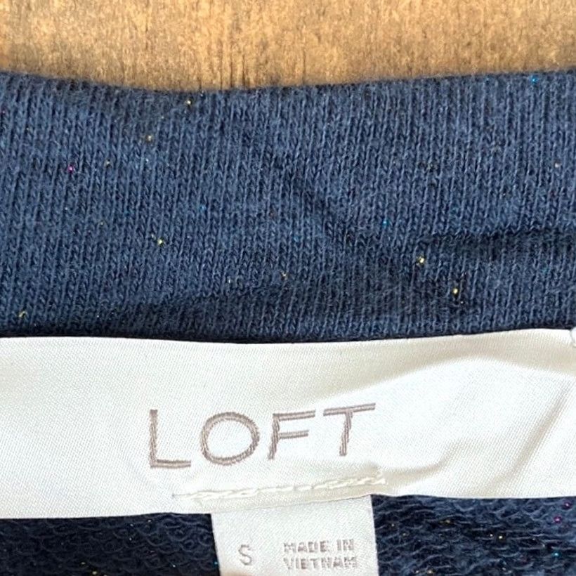 Loft LOFT Womens Sweater Dress Blue Metallic Long Sleeve Pullover S Midi Dress Crew Neck Size S / US 4 / IT 40 - 6 Thumbnail