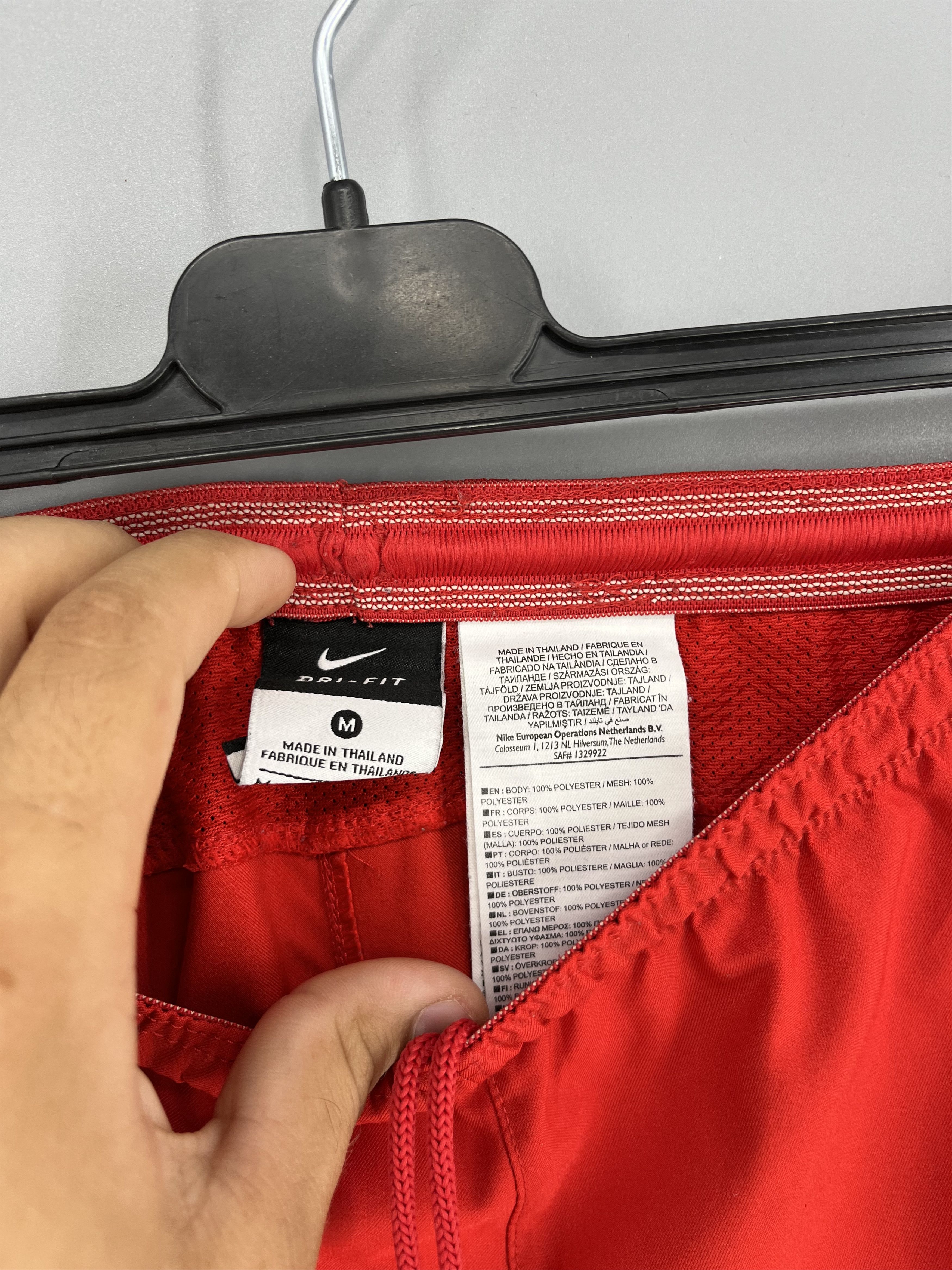 Nike × Vintage 90s Vintage Nike Red Nylon Mini Swoosh Shorts Travis Sty Size US 32 / EU 48 - 7 Thumbnail