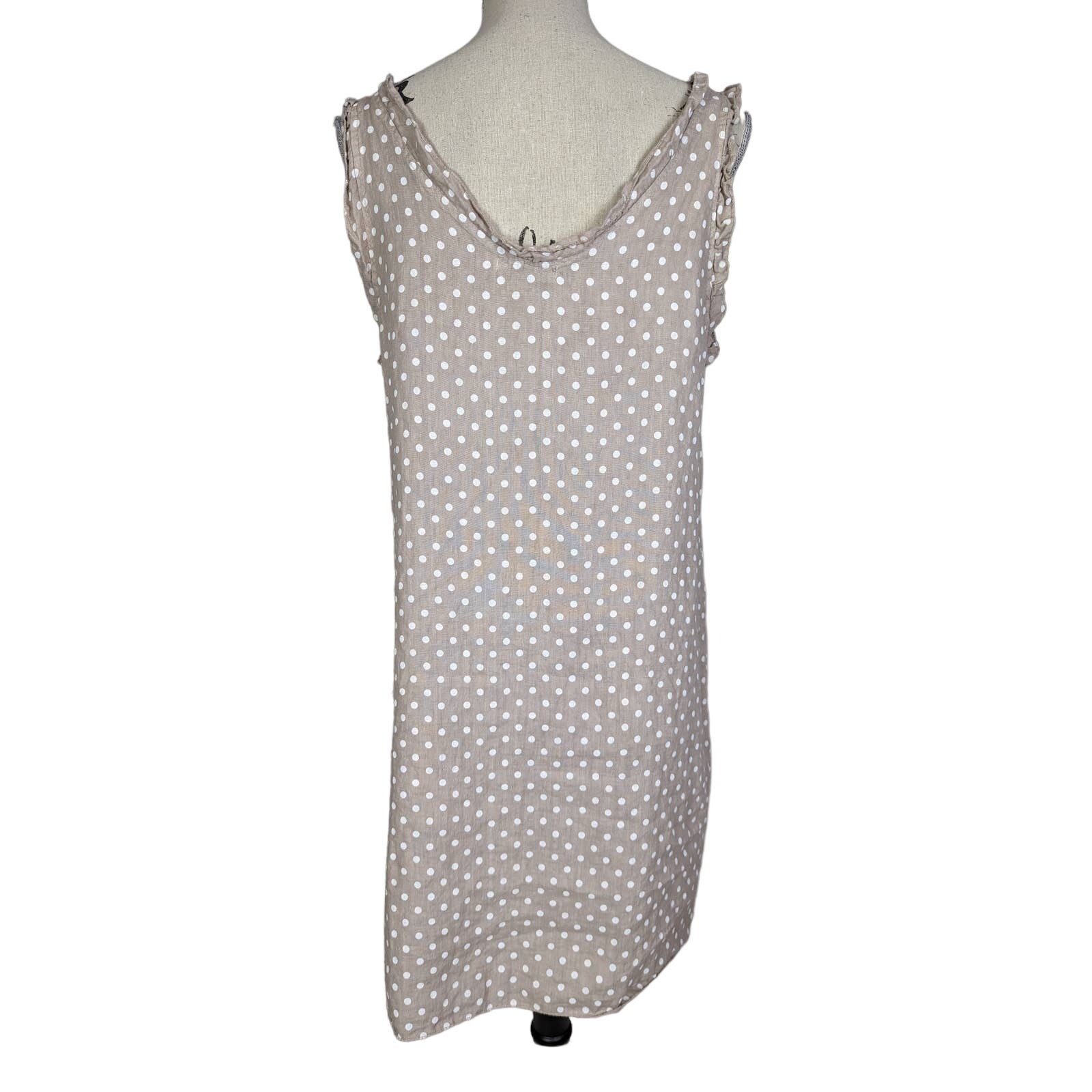 Other Stella Martini Polka Dot Linen Sundress Tan and White Medium Size M / US 6-8 / IT 42-44 - 2 Thumbnail