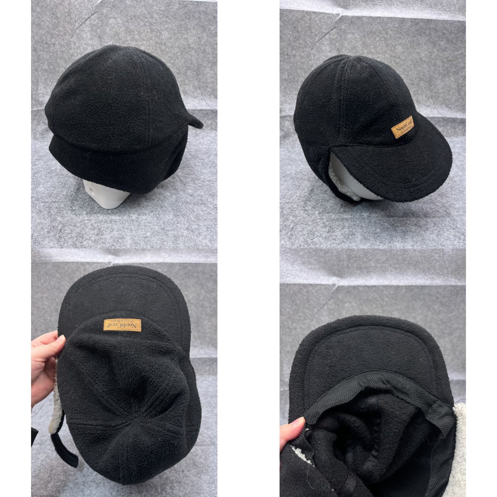 Vintage NorthCrest Trapper Hat Fitted Adult One Size Black Polyester Blend Camp Snow Ski Size ONE SIZE - 8 Thumbnail