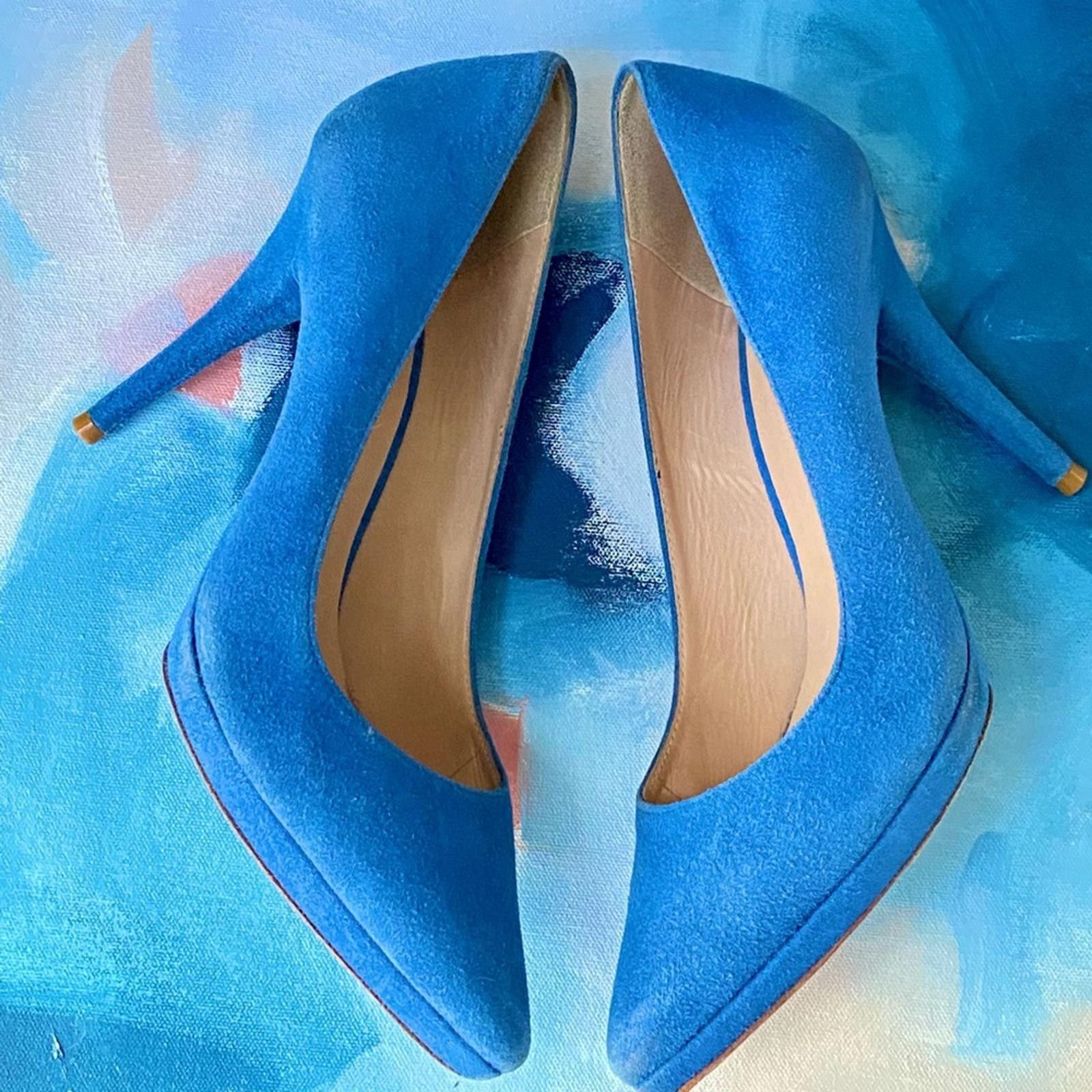 Other Pour La Victoire Blue Suede Heels Pointed Toe 9.5 Size US 9.5 / IT 39.5 - 5 Thumbnail