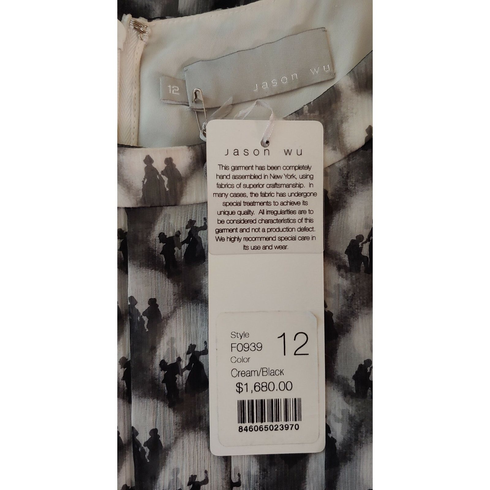 Jason Wu Jason Wu Silk Dress 12 NWT Cream Black Victorian Couple Size XL / US 12-14 / IT 48-50 - 9 Thumbnail