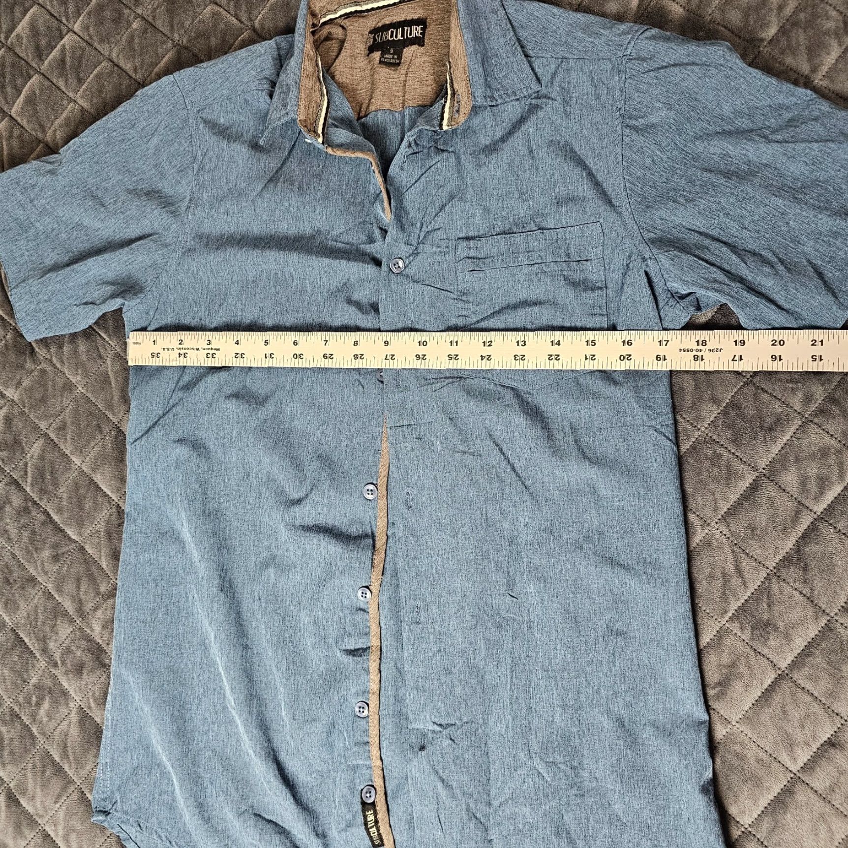 D.Exterior Subculture Button-Down Shirt for Men Small Blue Exterior Gray Short Sleeve Size US S / EU 44-46 / 1 - 4 Thumbnail