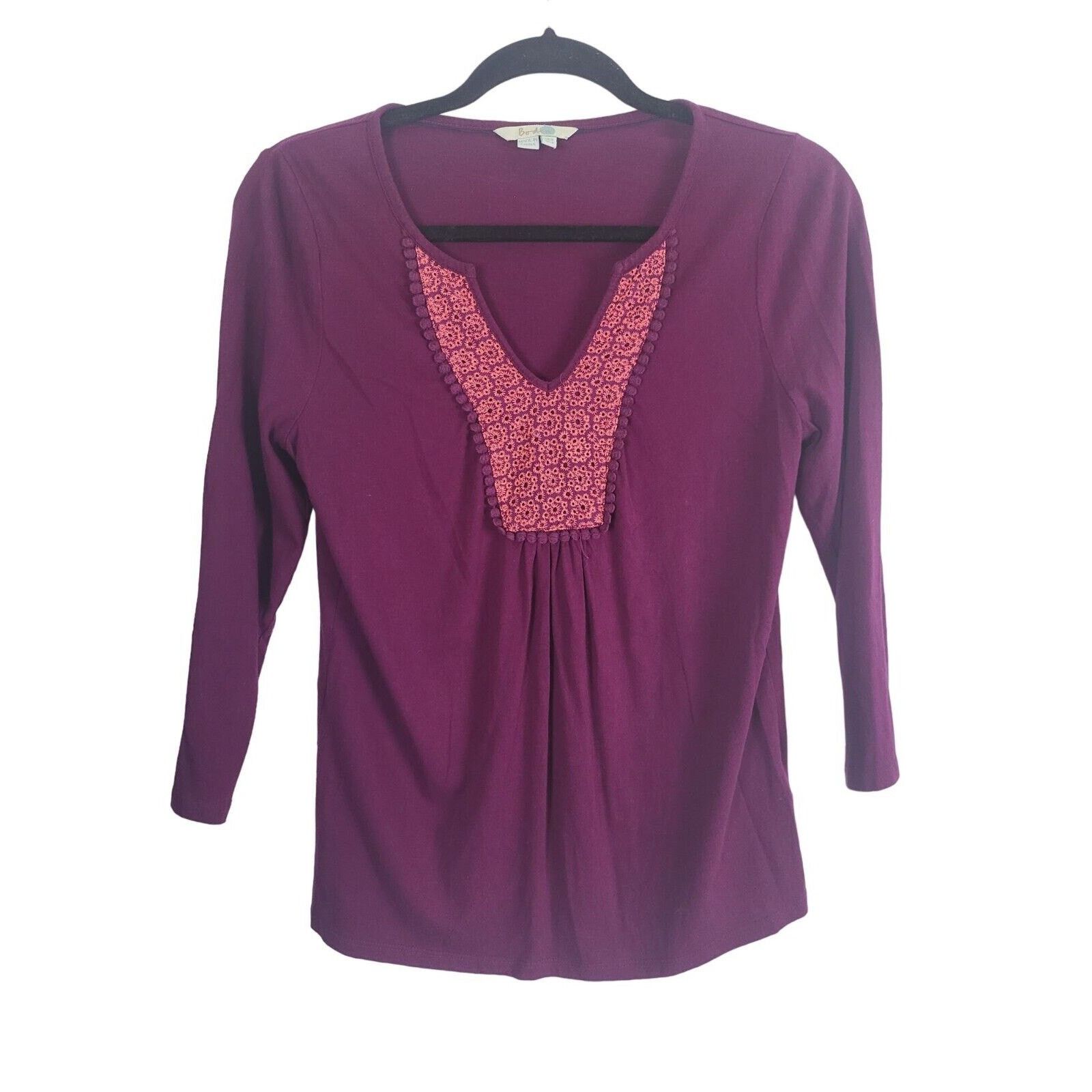 Boden Boden Long Sleeve Top 4 Womens Purple V Neck Pullover Size S / US 4 / IT 40 - 1 Thumbnail