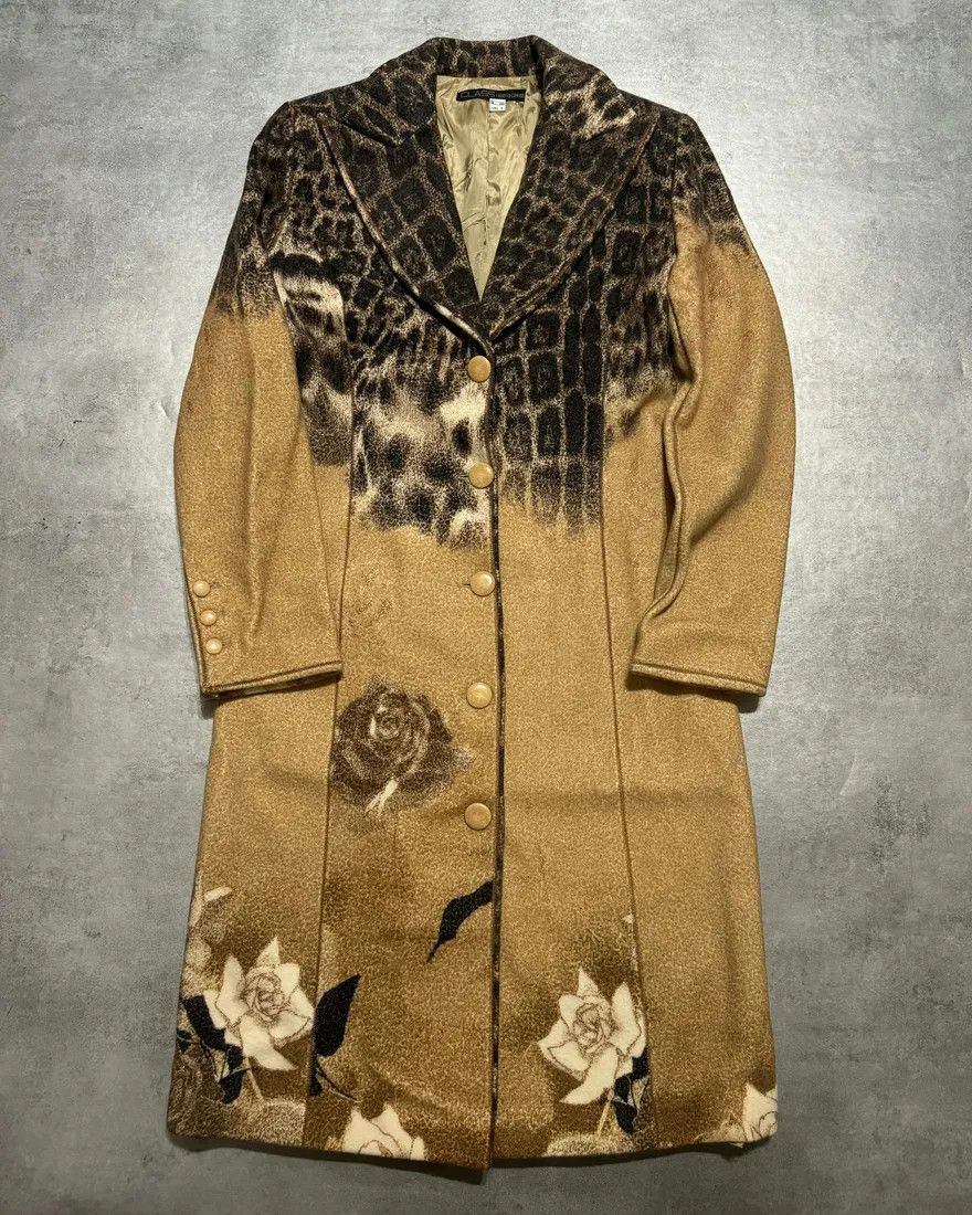 Roberto Cavalli × Vintage AW2002 Roberto Cavalli Leopard Print Beige Wool Trench Coat Size XS / US 0-2 / IT 36-38 - 1 Thumbnail