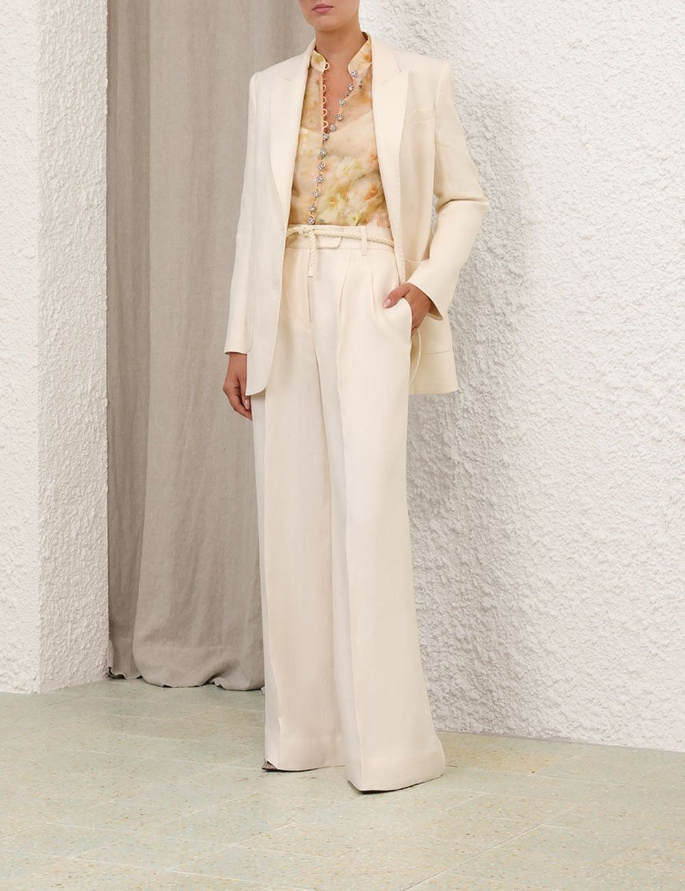 oc11z1025 Crush Single Breasted Jacket in Cream
