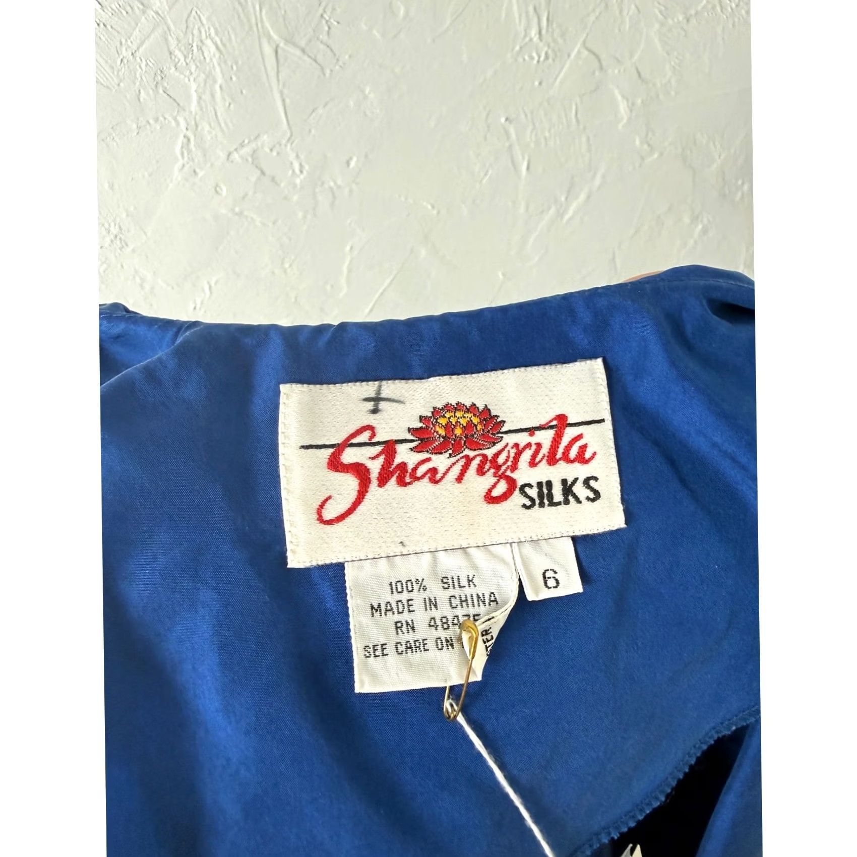 Vintage VINTAGE Shangrila Silks Dress S Blue NOS 80s 90s Long Sleeve Tie Secretary Size S / US 4 / IT 40 - 6 Thumbnail