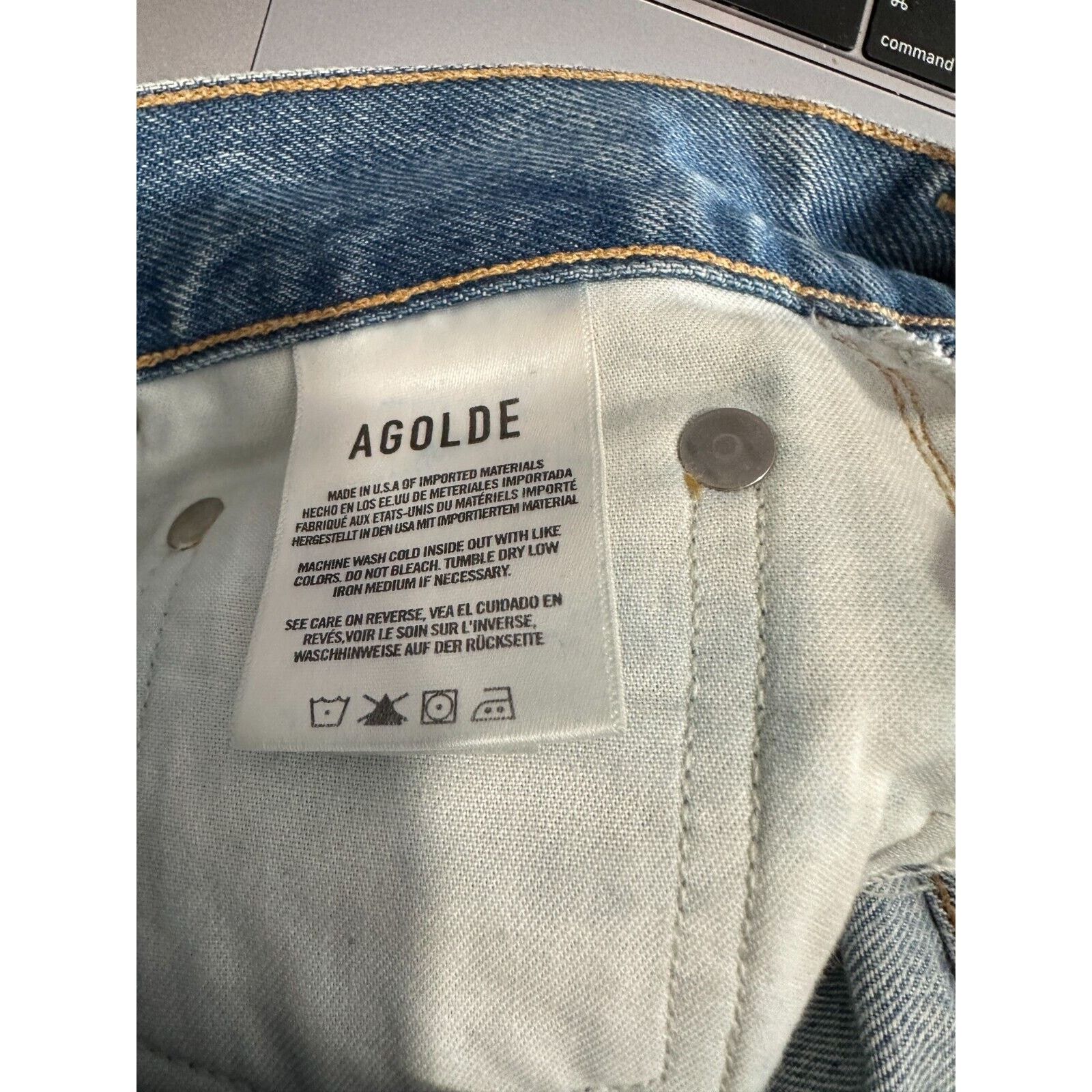 Agolde Agolde Medium Wash Mid Rise Button Fly Straight Jeans 24 Size 24" / US 00 / IT 34 - 8 Thumbnail