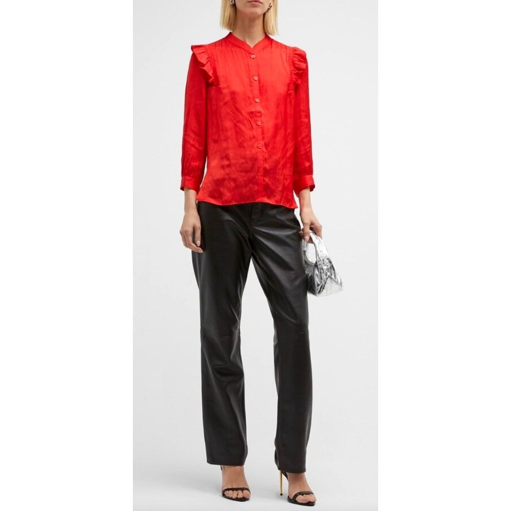 Zadig & Voltaire Zadig & Voltaire Tygg Satin Button Front Blouse Red M Size M / US 6-8 / IT 42-44 - 5 Thumbnail