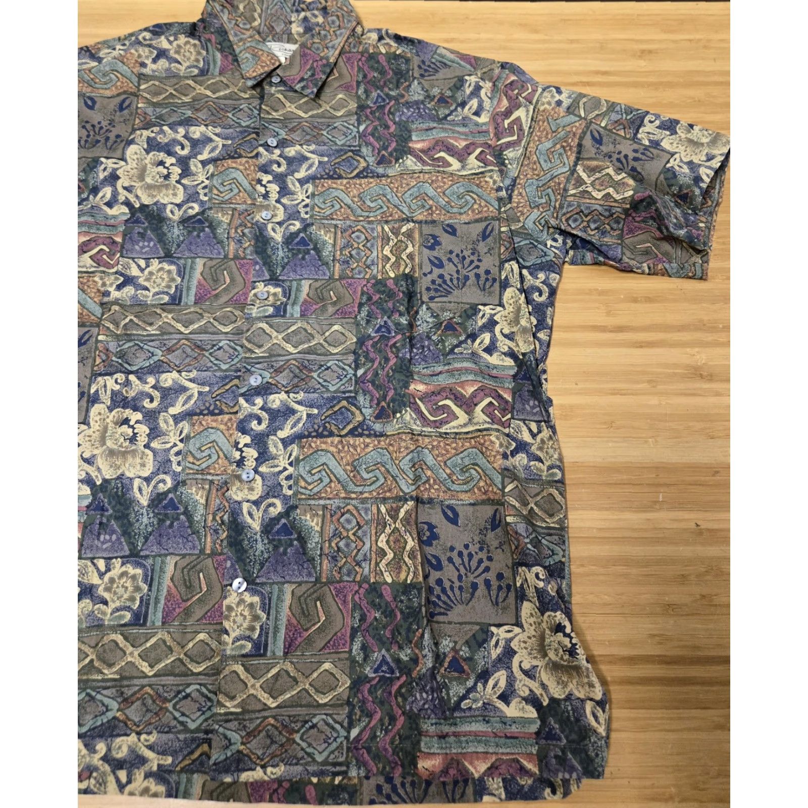 Tori Richard Tori Richard Shirt Multicolor Geometric Floral Hawaiian/Aloha Button-Up Short Sleeve Cotton Lawn Mens XL Size US XL / EU 56 / 4 - 2 Thumbnail