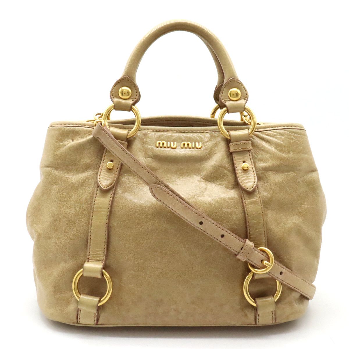 Miu Miu Miu Miu Miu Miu Leather Handbag Tote Bag RN0685 Leather Handbag RN0685 in Very Good Condition Size ONE SIZE - 1 Thumbnail