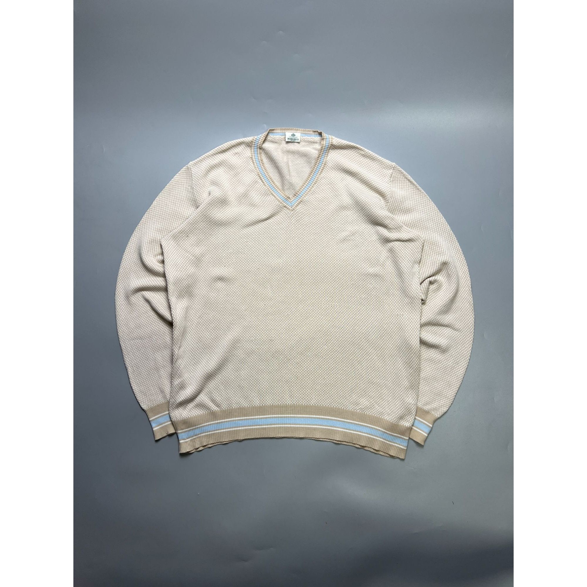 Luigi Borrelli Luigi Borrelli Napoli V-Neck Cotton Sweater (Y1070) Size US L / EU 52-54 / 3 - 1 Thumbnail