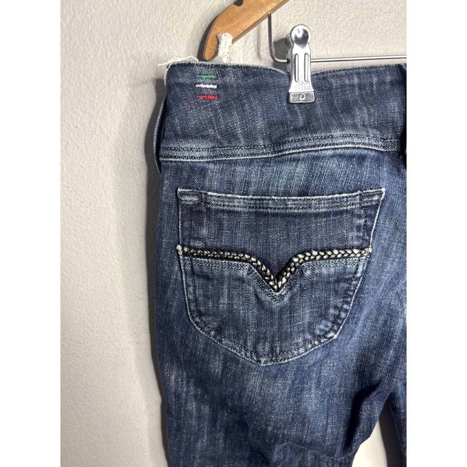Diesel VINTAGE? No. Diesel Jeans Womens 30 Blue Mid Rise Straight Leg Braided Pocket Denim Shirt? Size 30" / US 8 / IT 44 - 2 Thumbnail