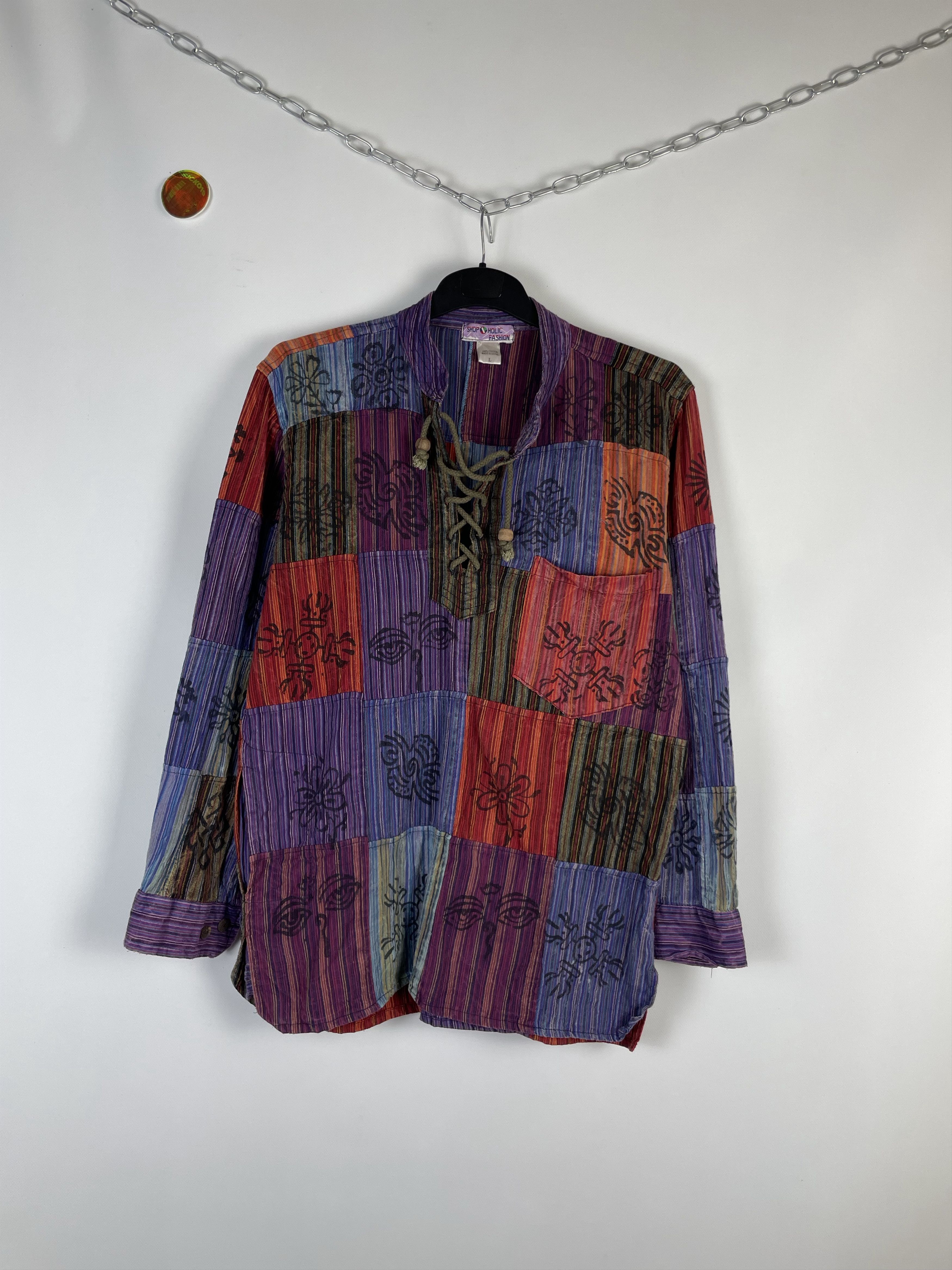 Japanese Brand Nepal Traditional Handmade Patchwork Shirt Custom Size US L / EU 52-54 / 3 - 2 Thumbnail