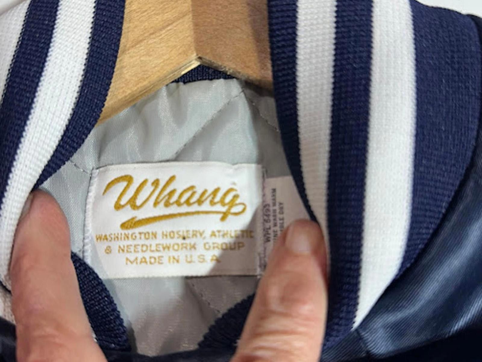Wrangler Vintage Whang Satin Varsity Bomber Jacket Navy Blue Size US M / EU 48-50 / 2 - 3 Thumbnail