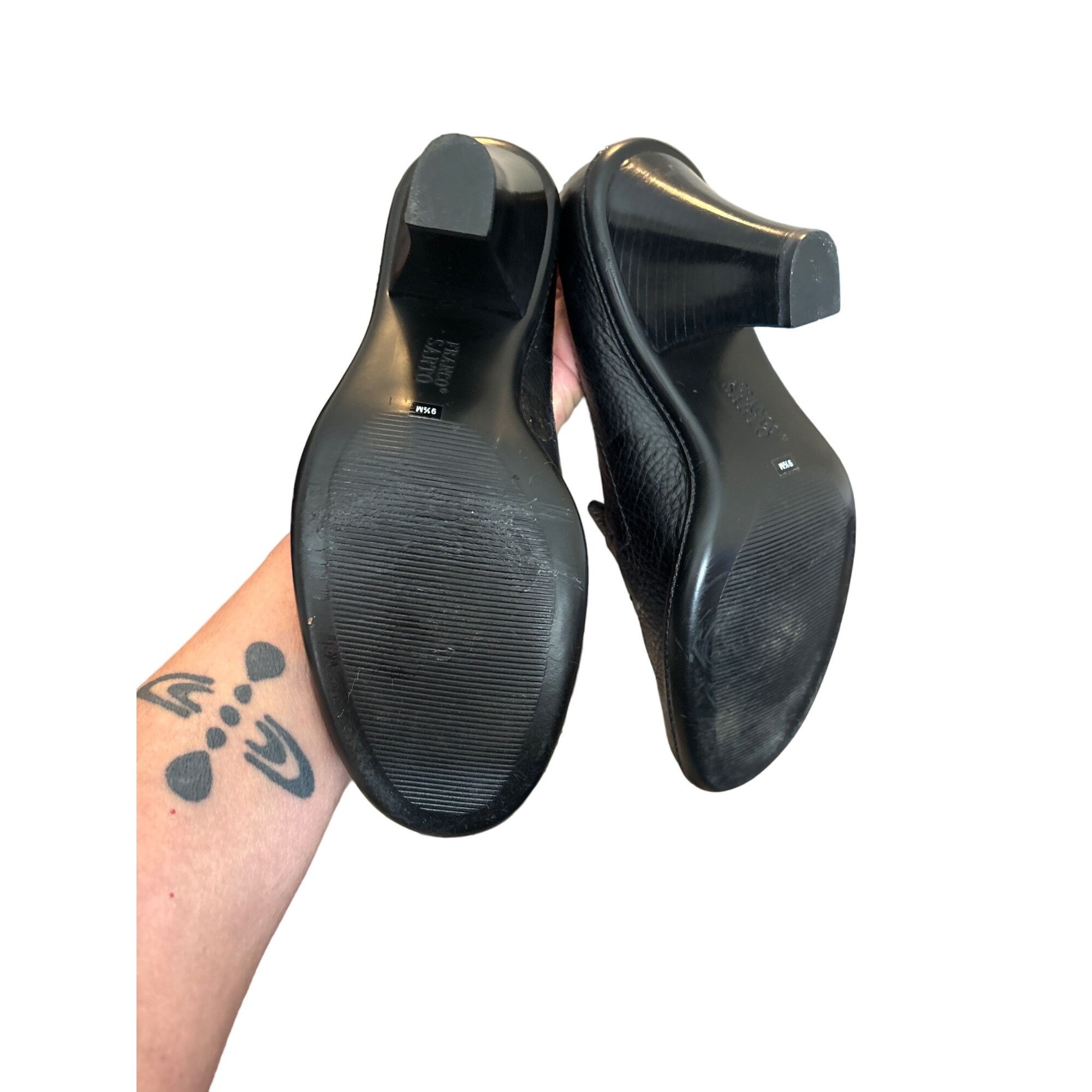 Franco Sarto FRANCO SARTO WOMEN'S BLACK PEBBLED LEATHER CHUNKY PENNY LOAF Size US 9.5 / IT 39.5 - 6 Thumbnail