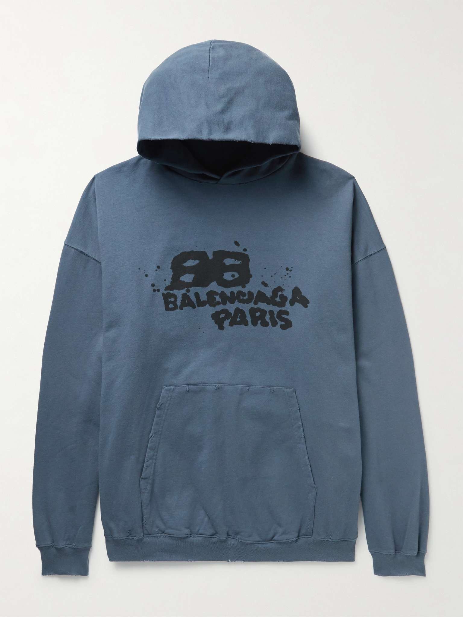 Balenciaga o1bcso1str1125 Hand-Drawn BB Icon Hoodie Large Fit in Blue Size US M / EU 48-50 / 2 - 1 Thumbnail