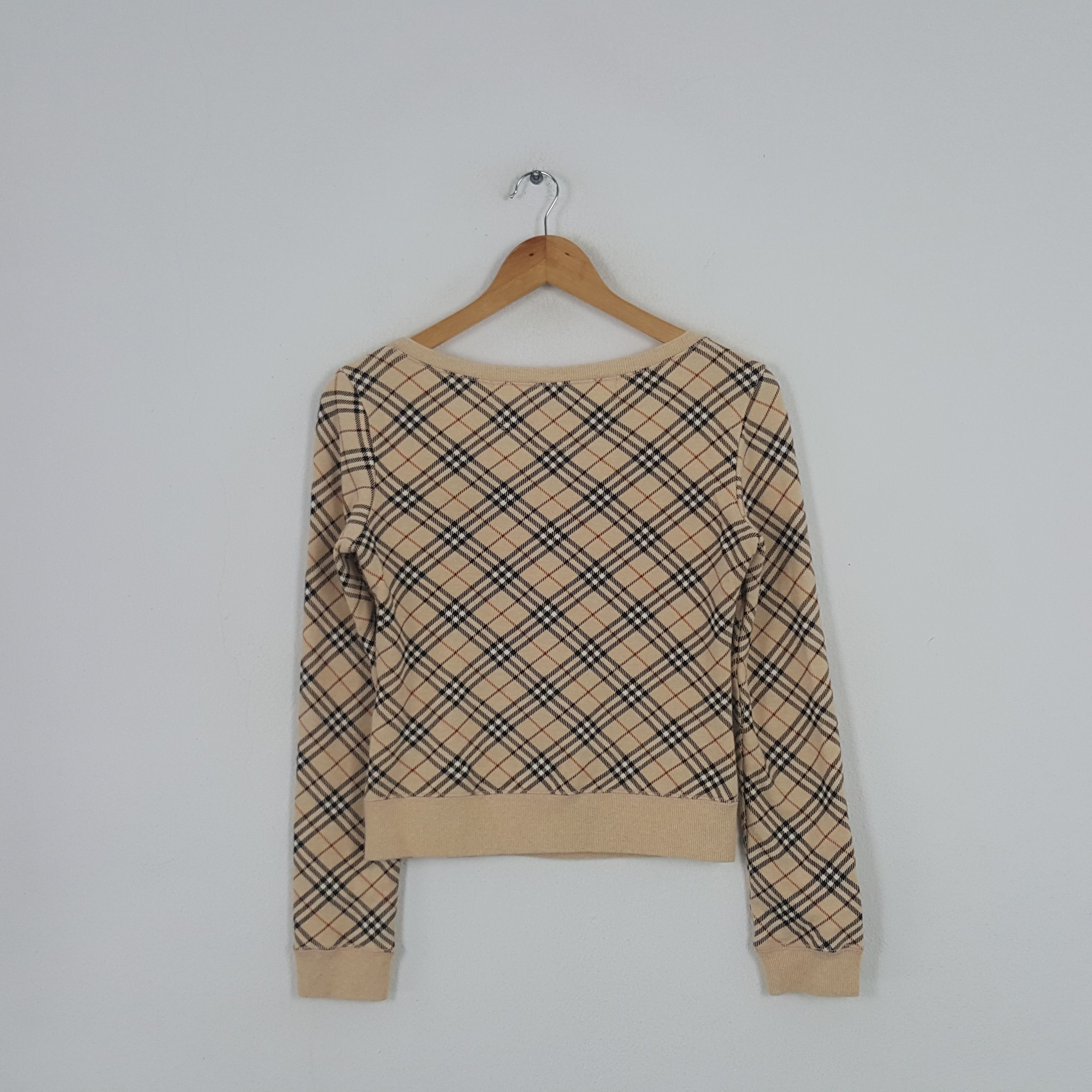 Burberry × Vintage Vintage Burberry London Nova Check Crop Sweatshirt Size XS / US 0-2 / IT 36-38 - 3 Thumbnail