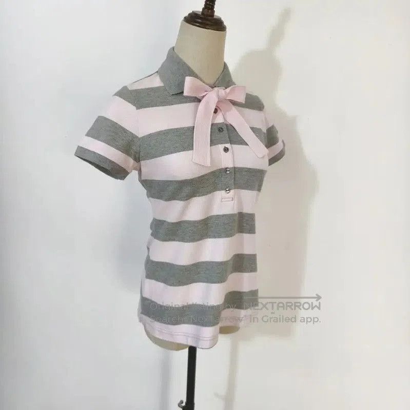 Burberry Burberry Pink Striped Cotton Polo T-Shirt. Size M / US 6-8 / IT 42-44 - 3 Thumbnail