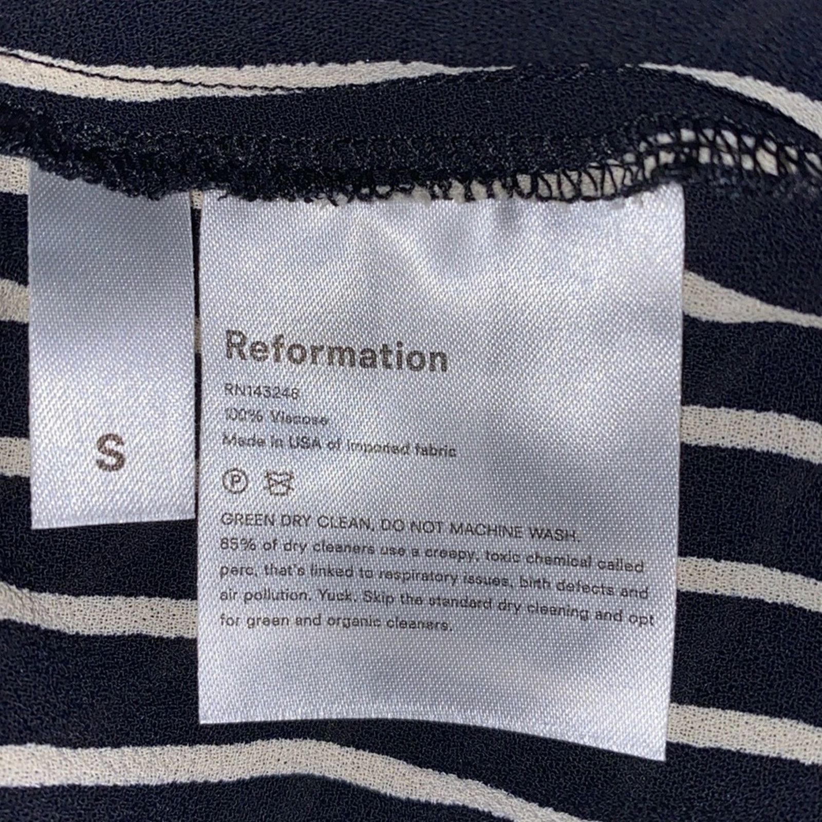 Reformation Reformation Arlington Sheer Striped Blouse Black White S Size S / US 4 / IT 40 - 9 Thumbnail