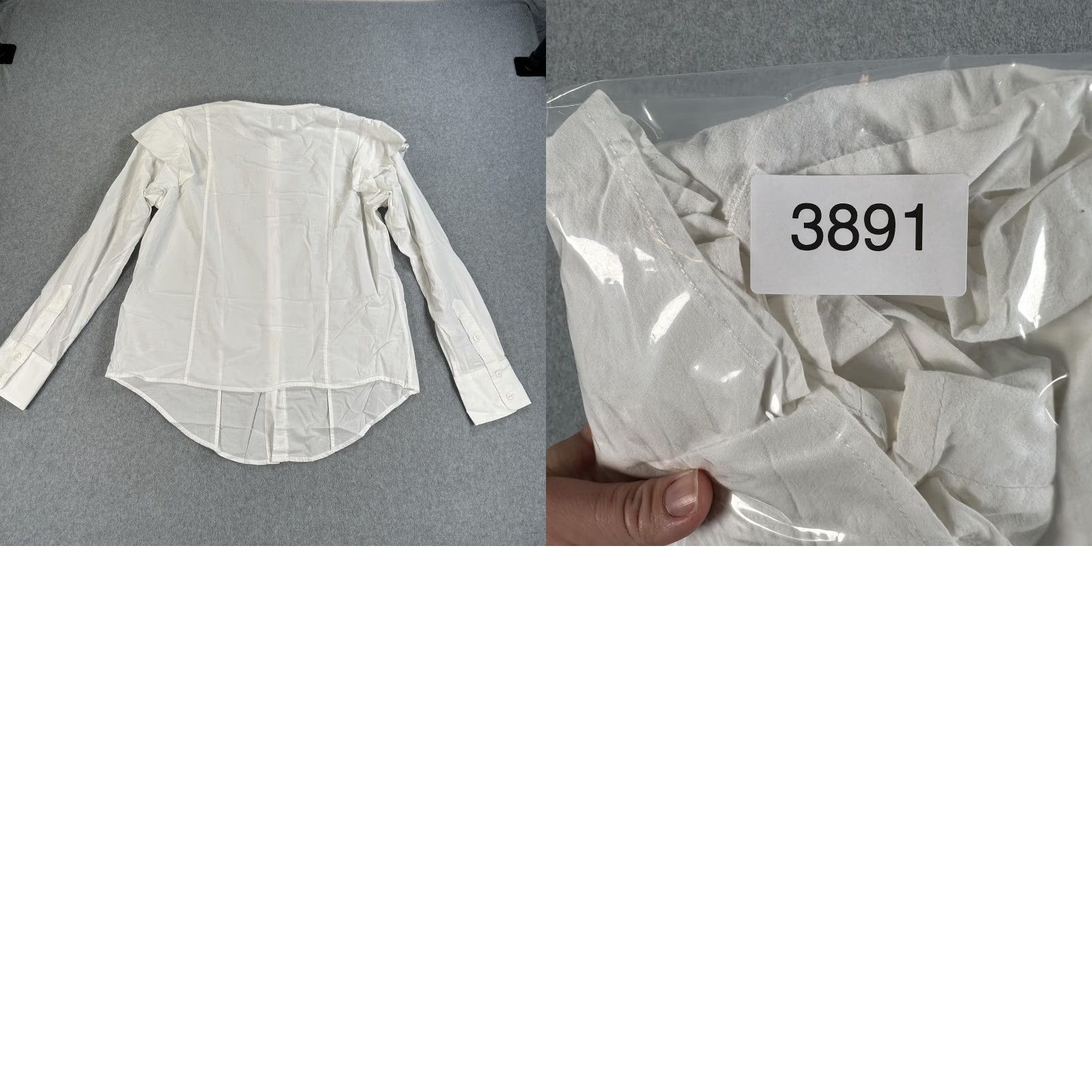 Vintage Current/Elliott Blouse Womens 2 White Ruffle Shoulder Button Front Long Sleeve Size XS / US 0-2 / IT 36-38 - 8 Thumbnail