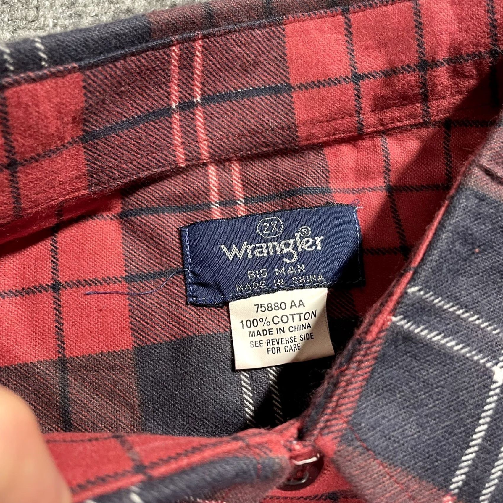 Wrangler VINTAGE Wrangler Flannel Shirt Big 2X Red Cotton Plaid Button-Up Mens Size US XXL / EU 58 / 5 - 4 Thumbnail