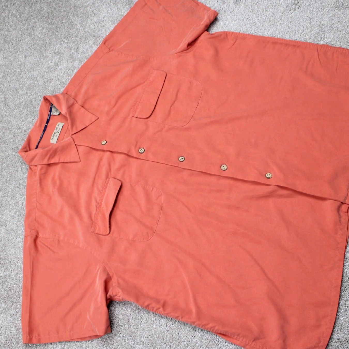 Vintage Burma Bibas Shirt Mens 2XL Orange Button-Up Long Sleeve Solid Modal Rayon Poly Blend Cartoon? Size US XXL / EU 58 / 5 - 6 Thumbnail