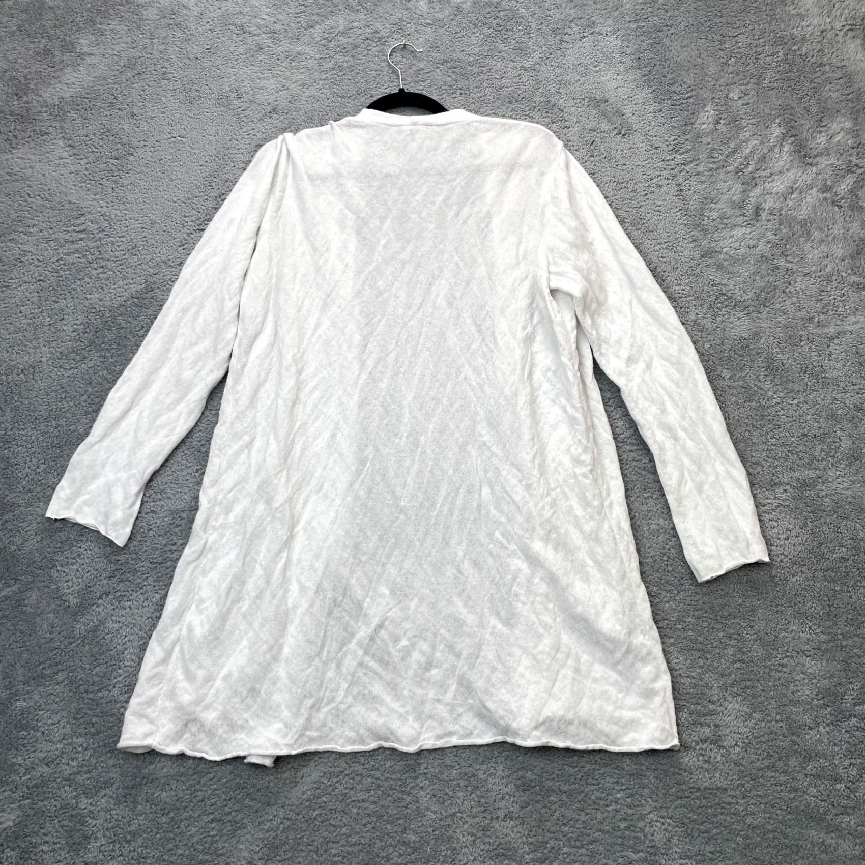 Eileen Fisher VINTAGE Eileen Fisher Cardigan Sweater Womens L White Lyocell Open Front Tight Knit Long Sleeve Collared Knit Ballpark? Size L / US 10 / IT 46 - 2 Thumbnail